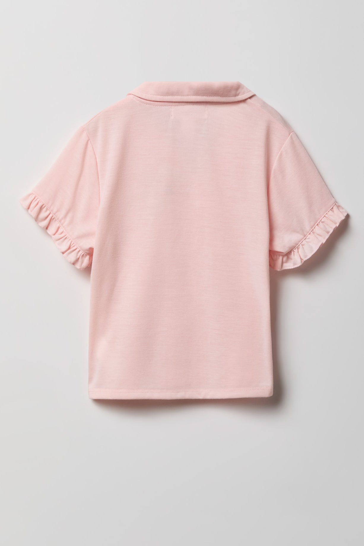 Girls Ruffle Button-Up Top & Short Pajama Set