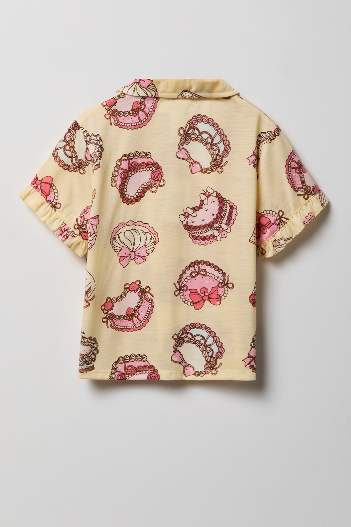 Girls Ruffle Button-Up Top & Short Pajama Set