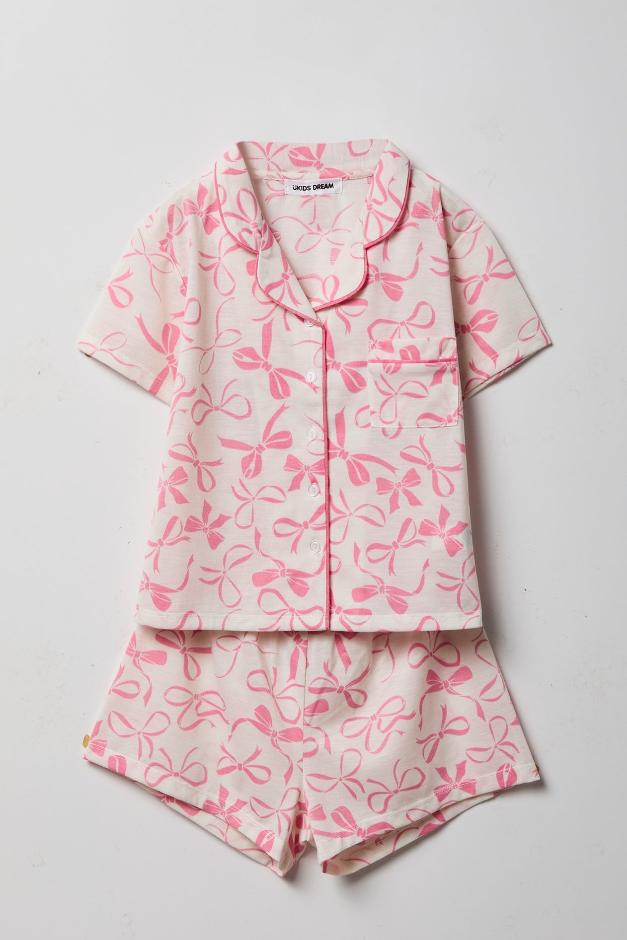Girls Button-Up Top & Short Pajama Set