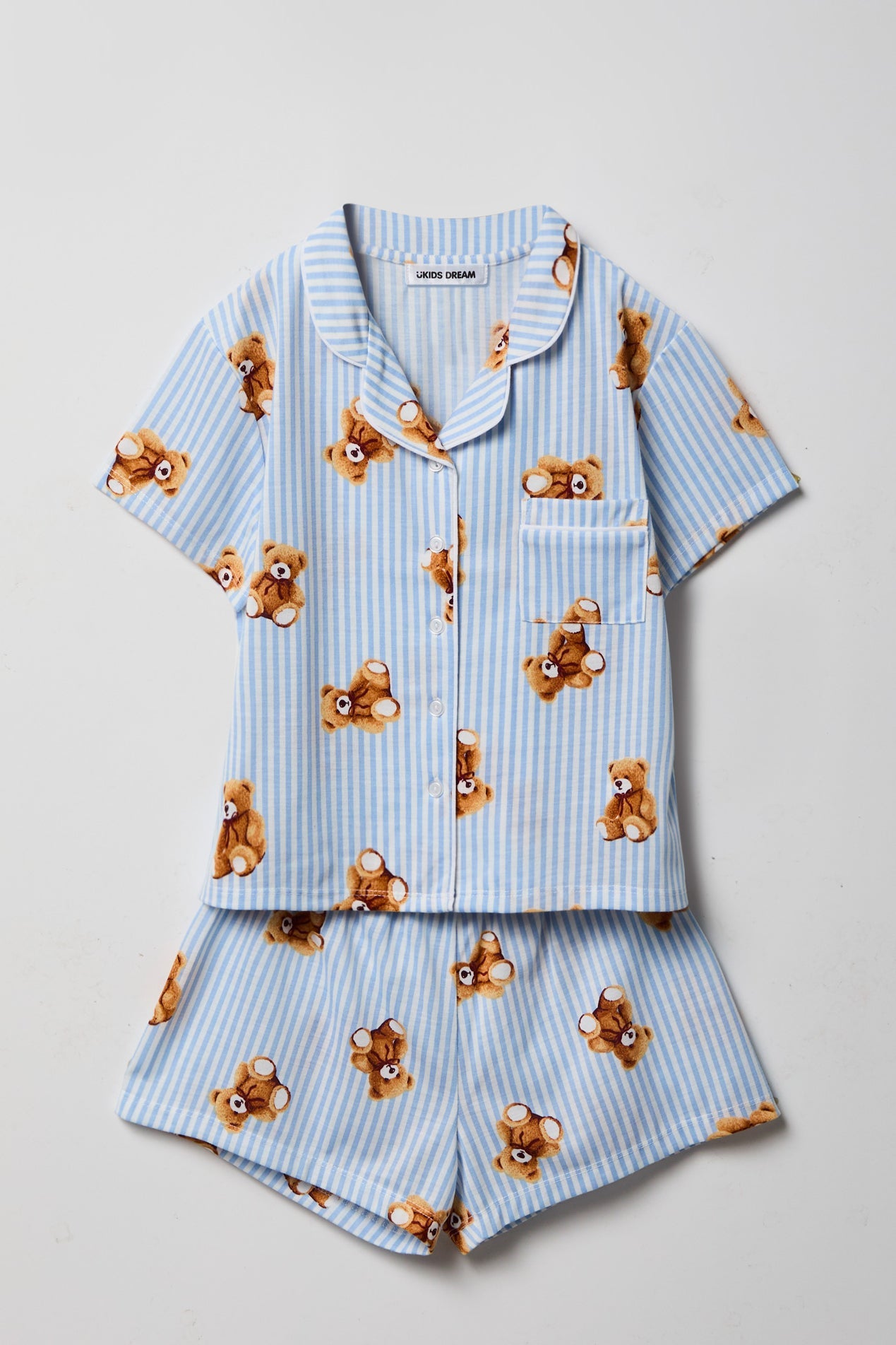 Girls Button-Up Top & Short Pajama Set