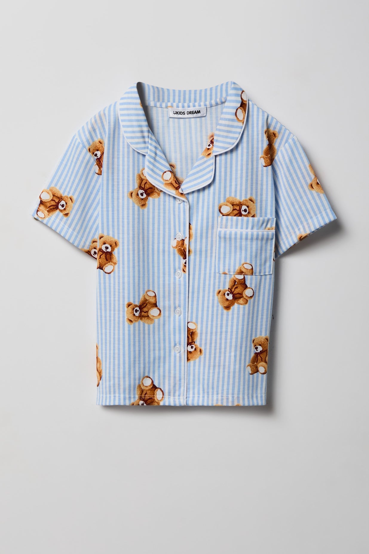 Girls Button-Up Top & Short Pajama Set