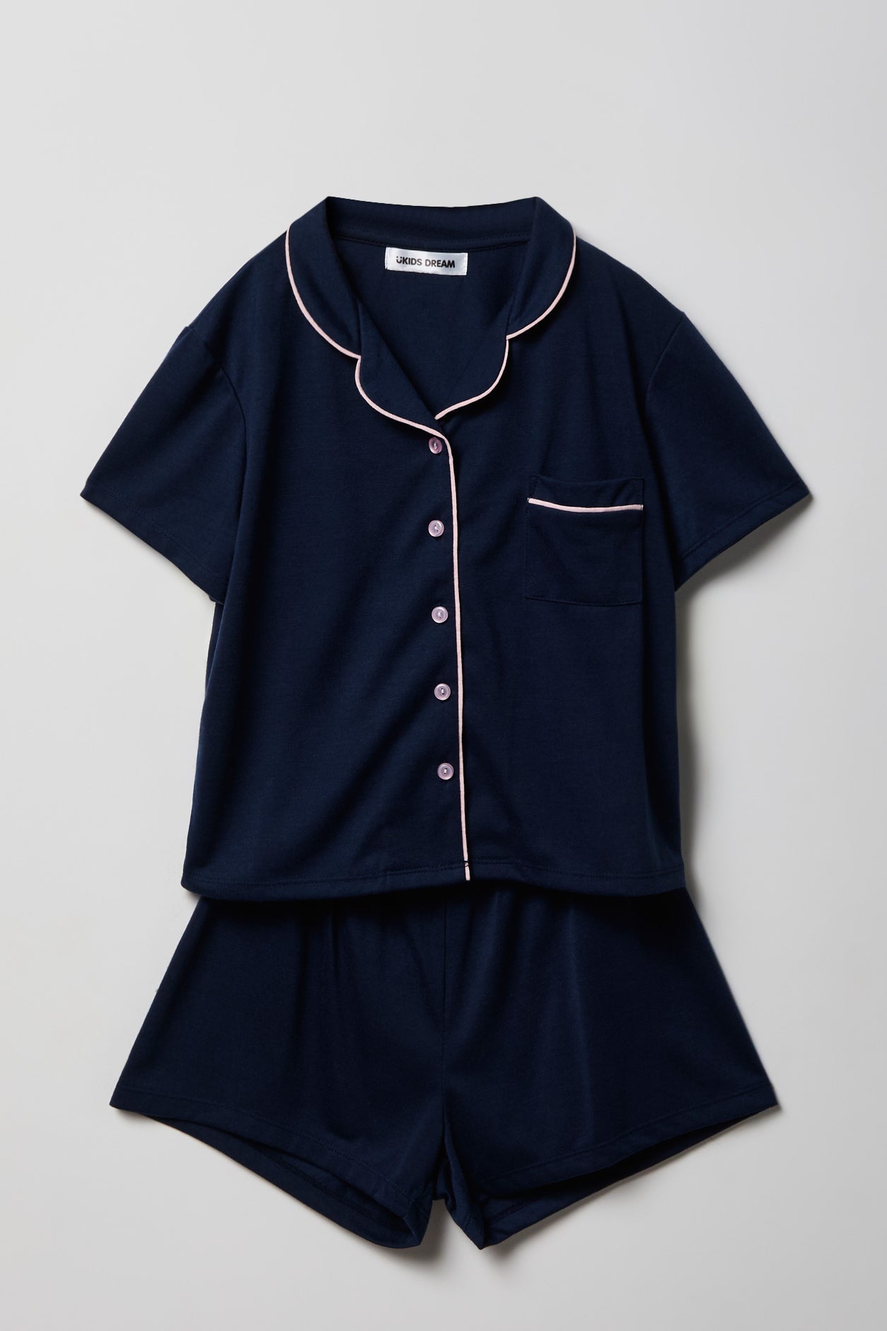 Girls Button-Up Top & Short Pajama Set