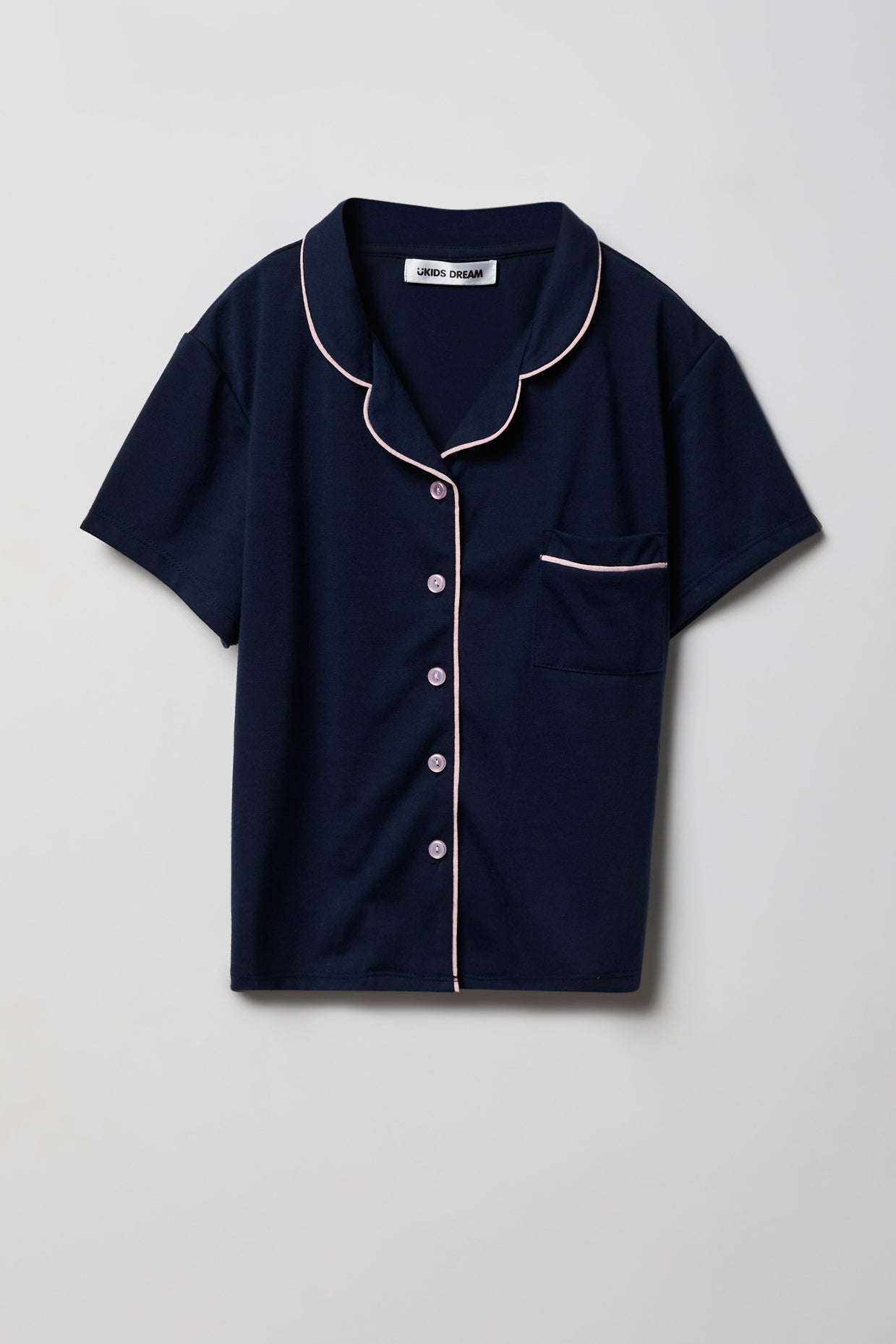 Girls Button-Up Top & Short Pajama Set