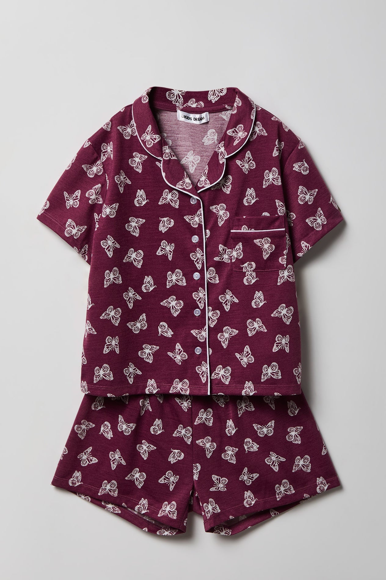 Girls Button-Up Top & Short Pajama Set