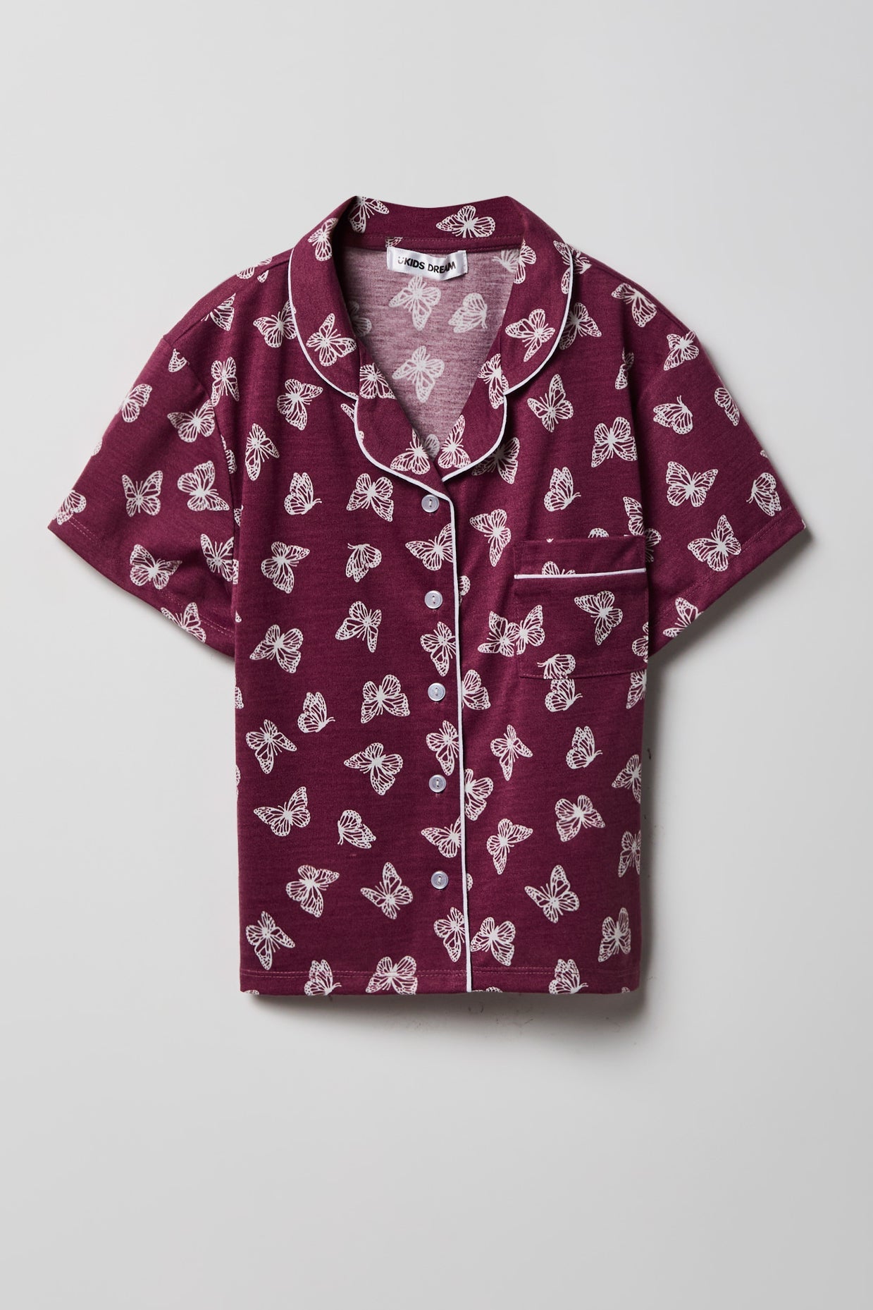 Girls Button-Up Top & Short Pajama Set