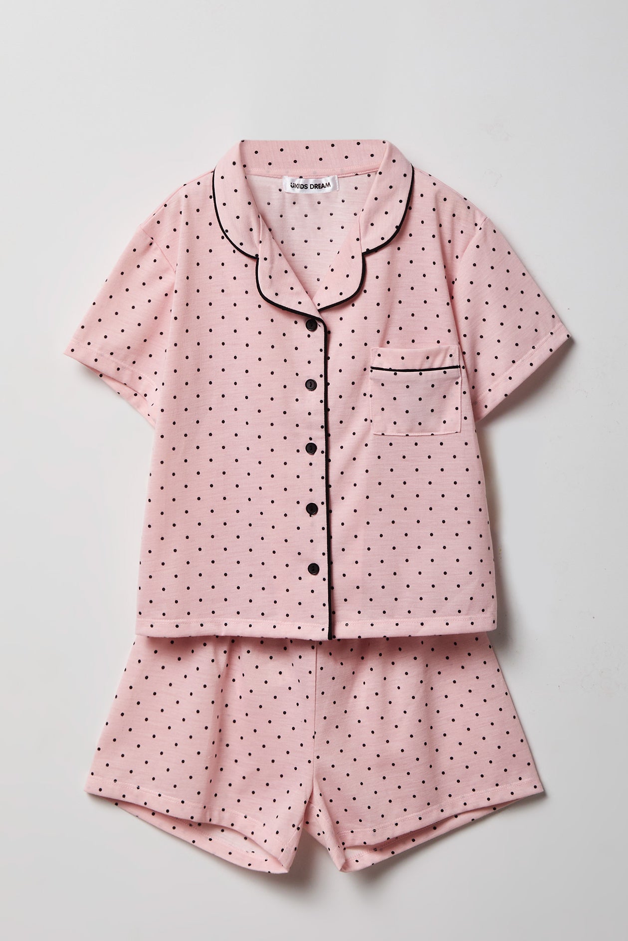 Girls Button-Up Top & Short Pajama Set
