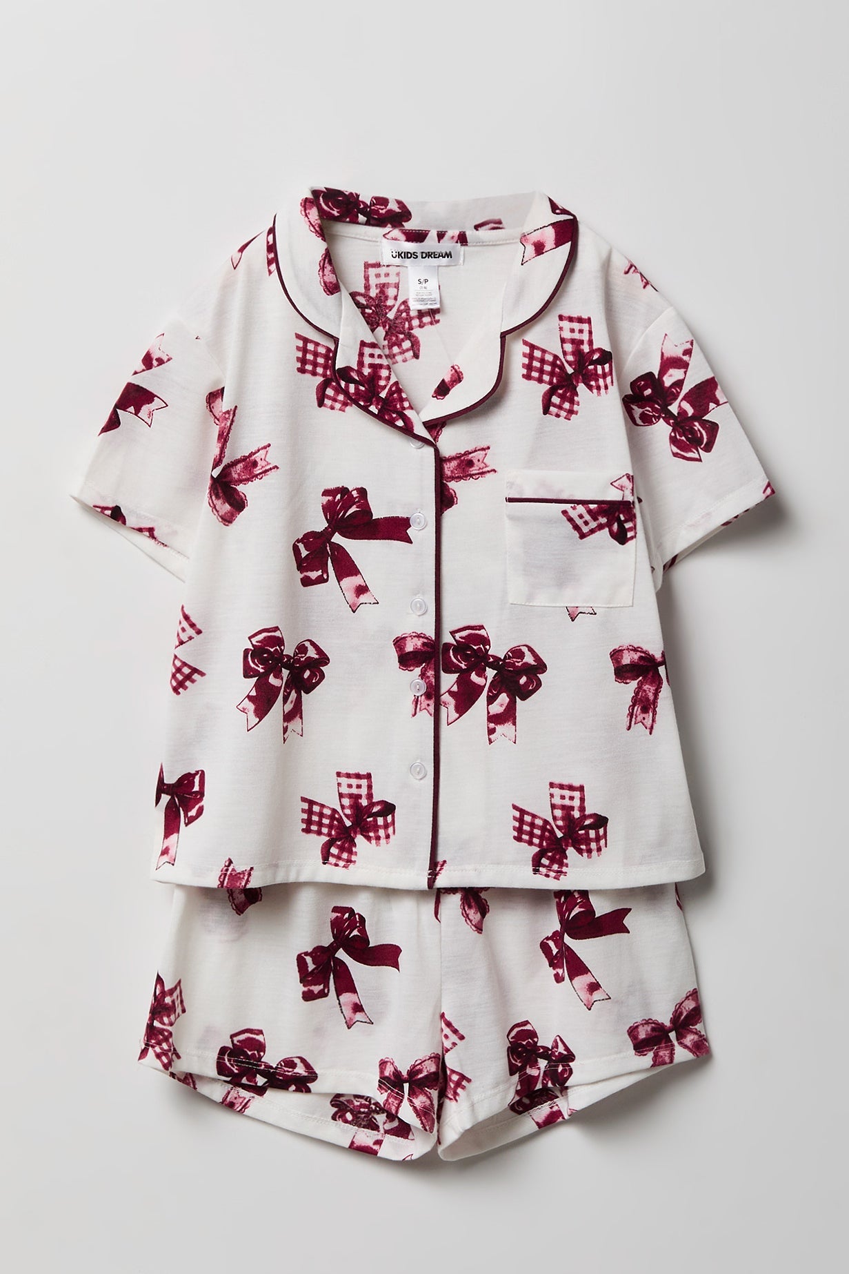 Girls Button-Up Top & Short Pajama Set