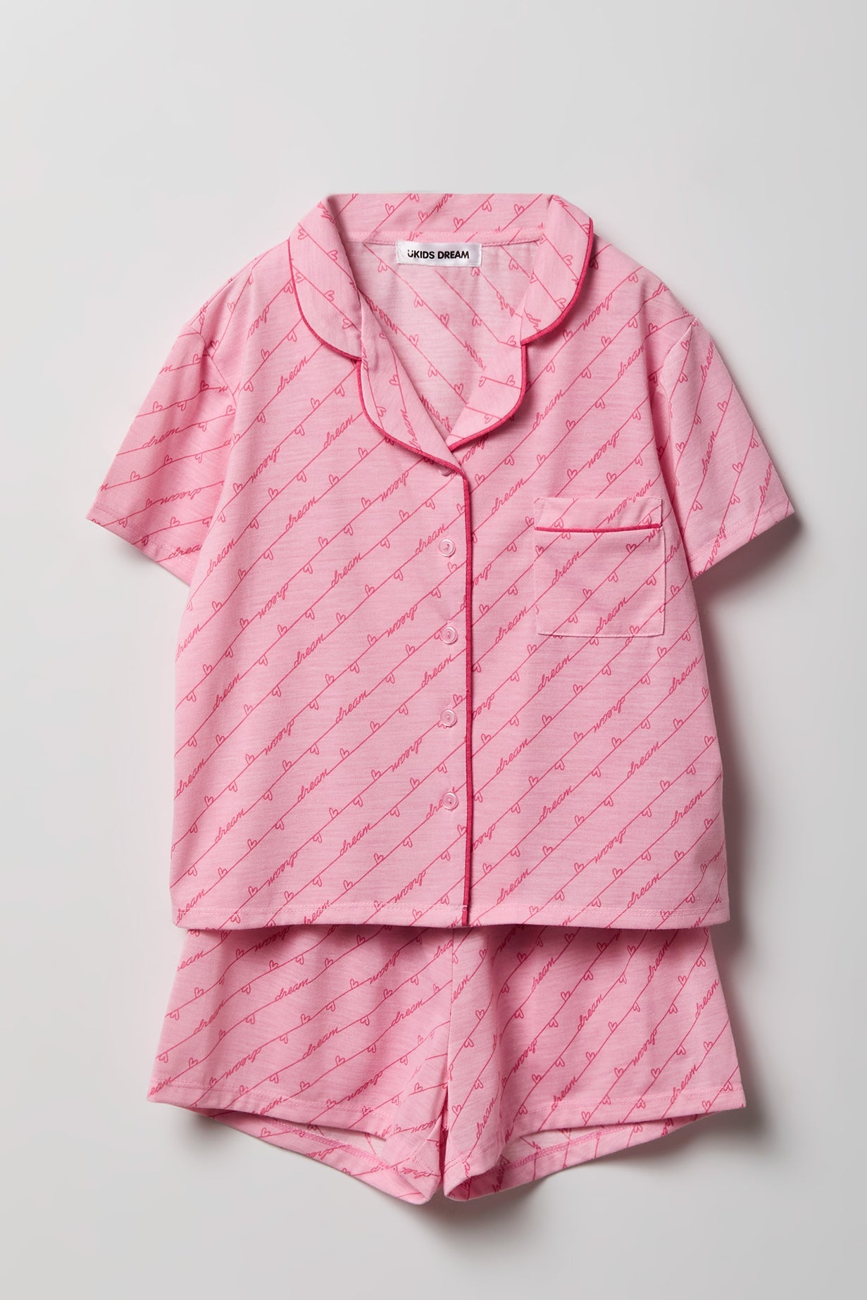 Girls Button-Up Top & Short Pajama Set