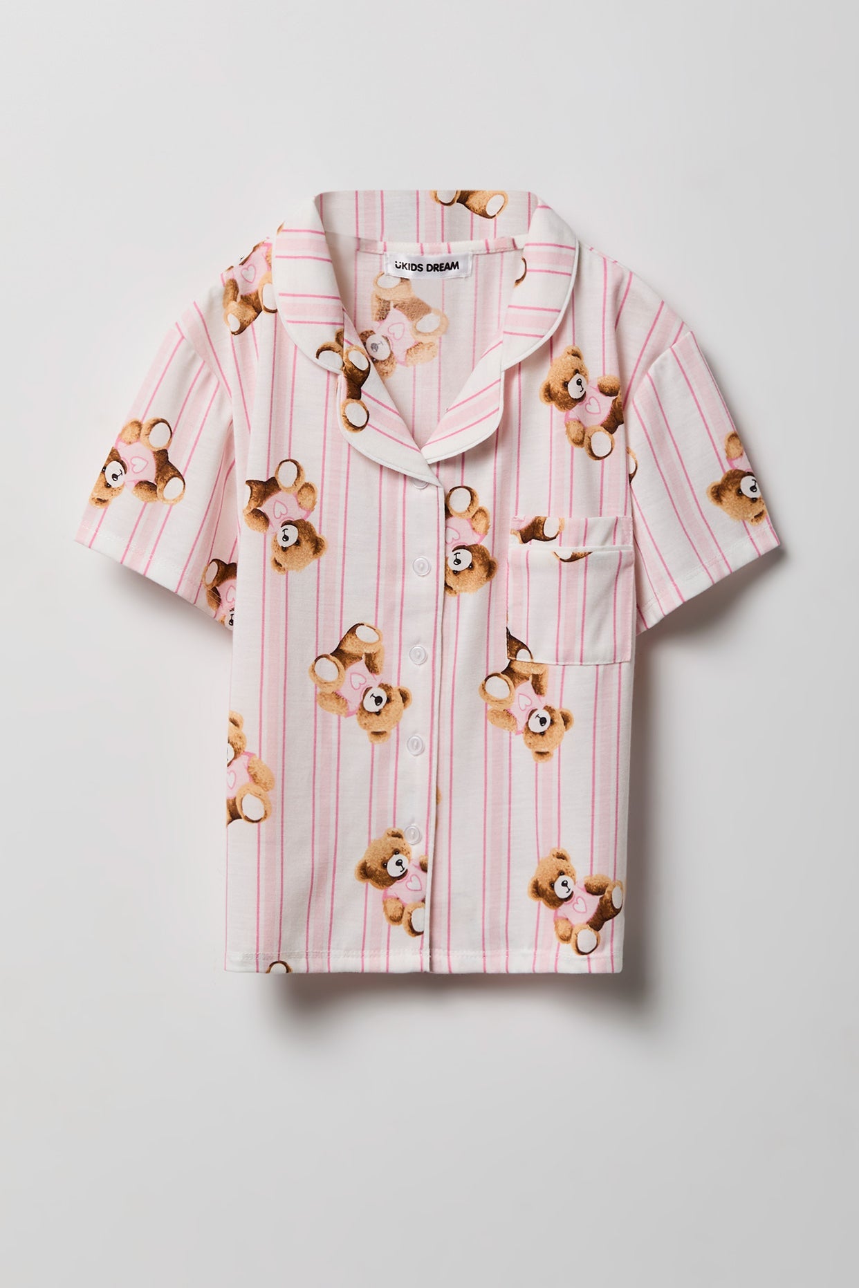 Girls Button-Up Top & Short Pajama Set
