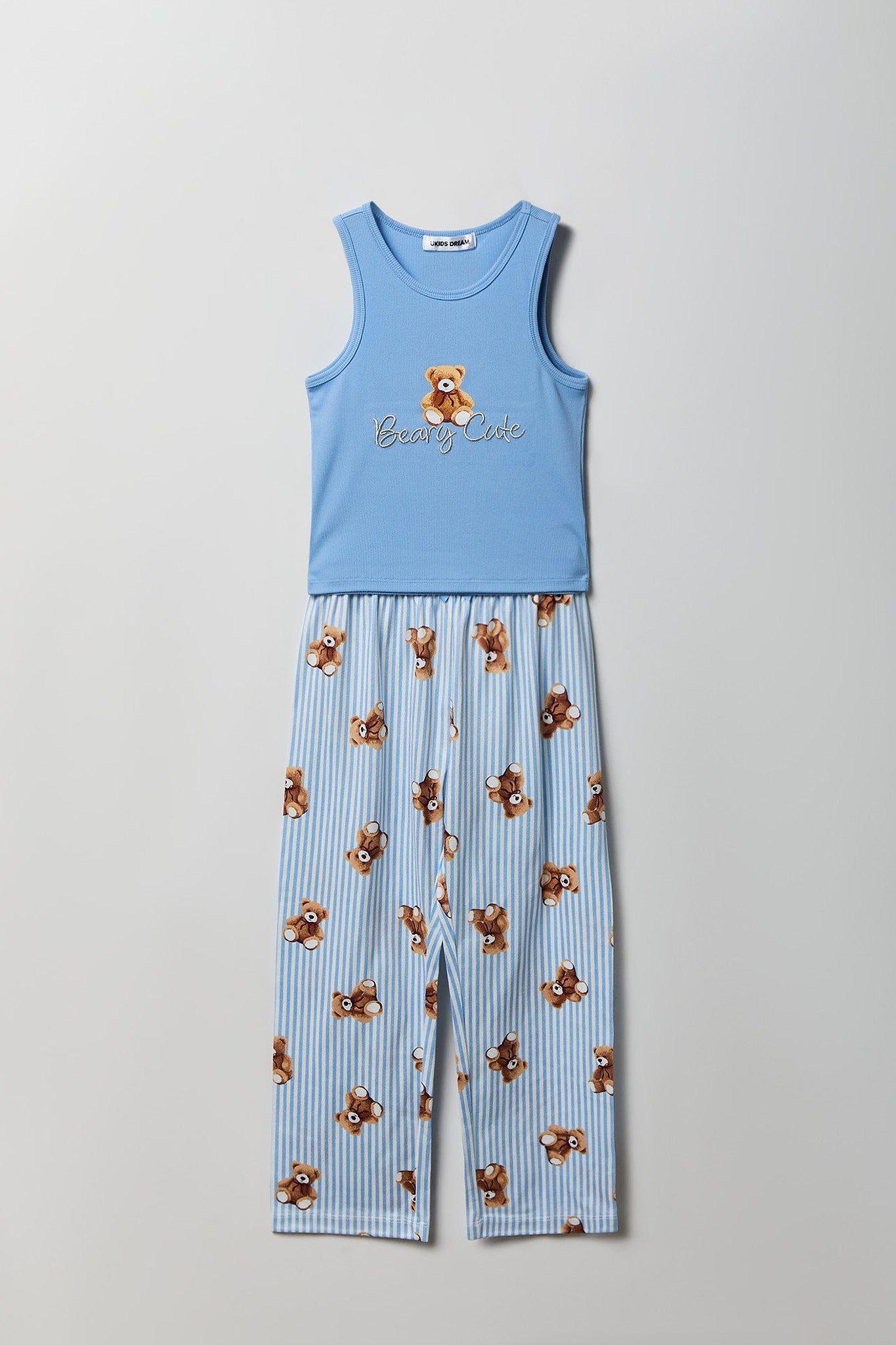 Girls Ribbed Graphic Tank & Pajama Pant Set