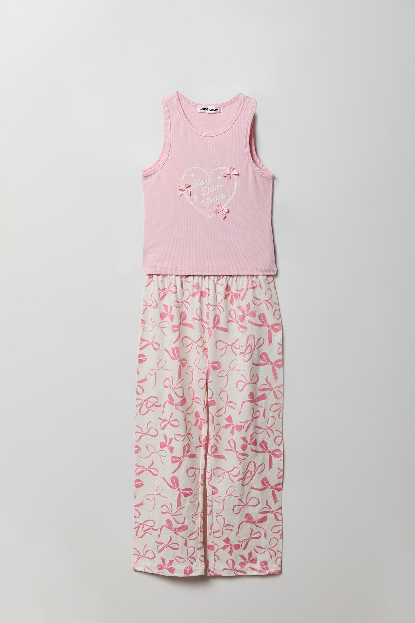 Girls Ribbed Graphic Tank & Pajama Pant Set