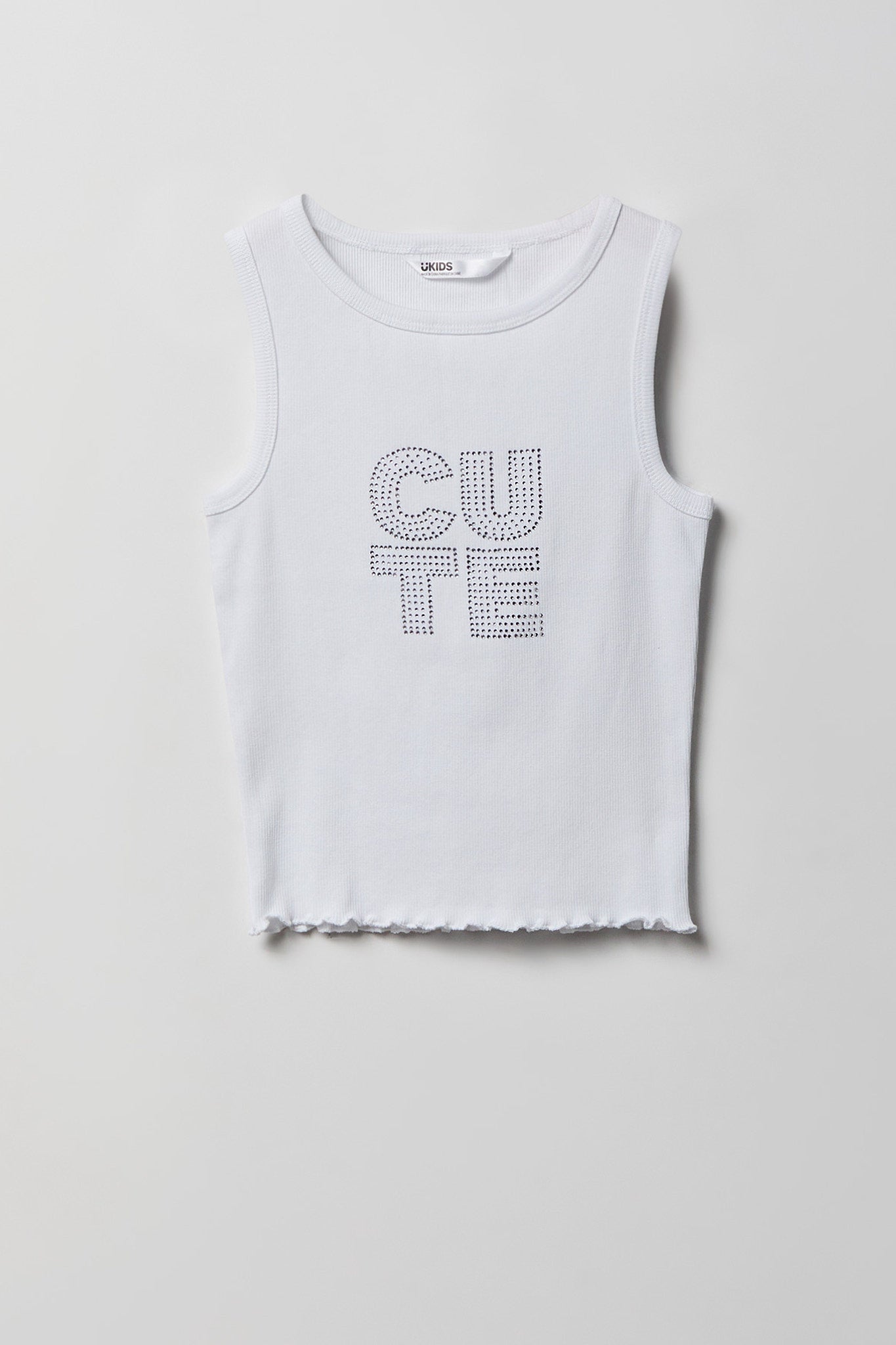 Girls Rhinestone Graphic Ribbed Tank