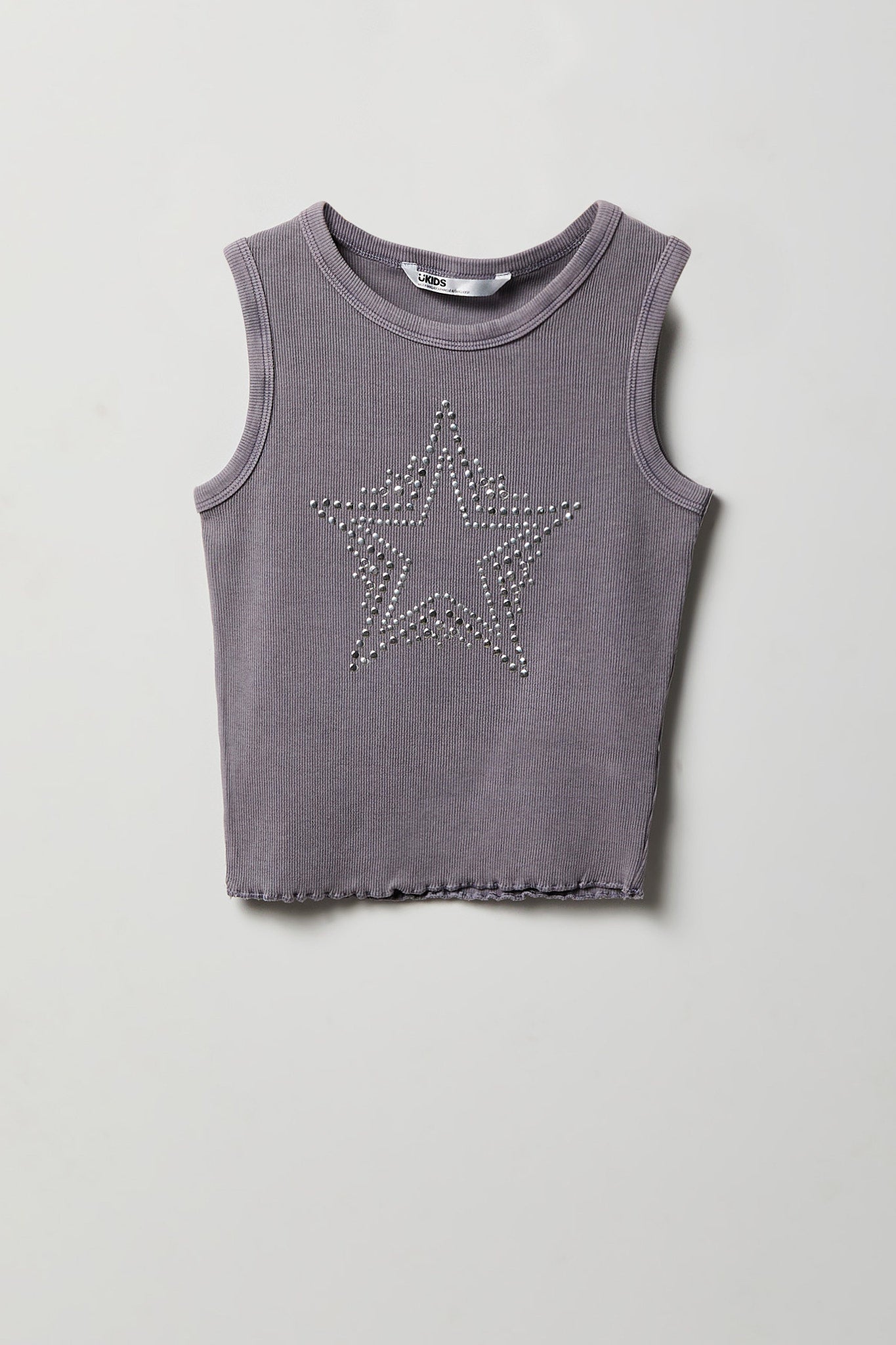 Girls Studded Washed Ribbed Tank