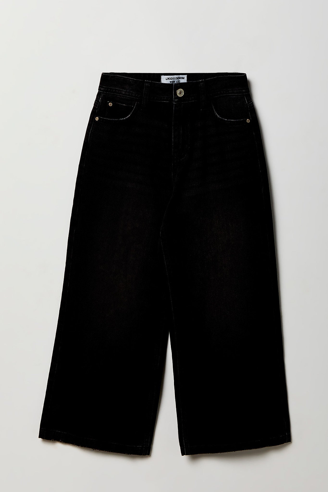 Girls High Rise Wide Leg Black Jean