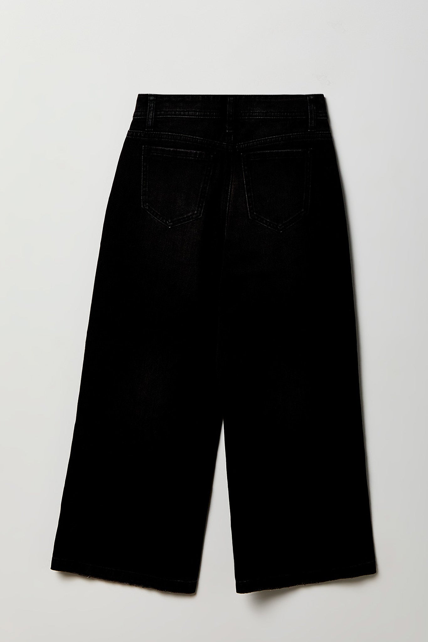 Girls High Rise Wide Leg Black Jean