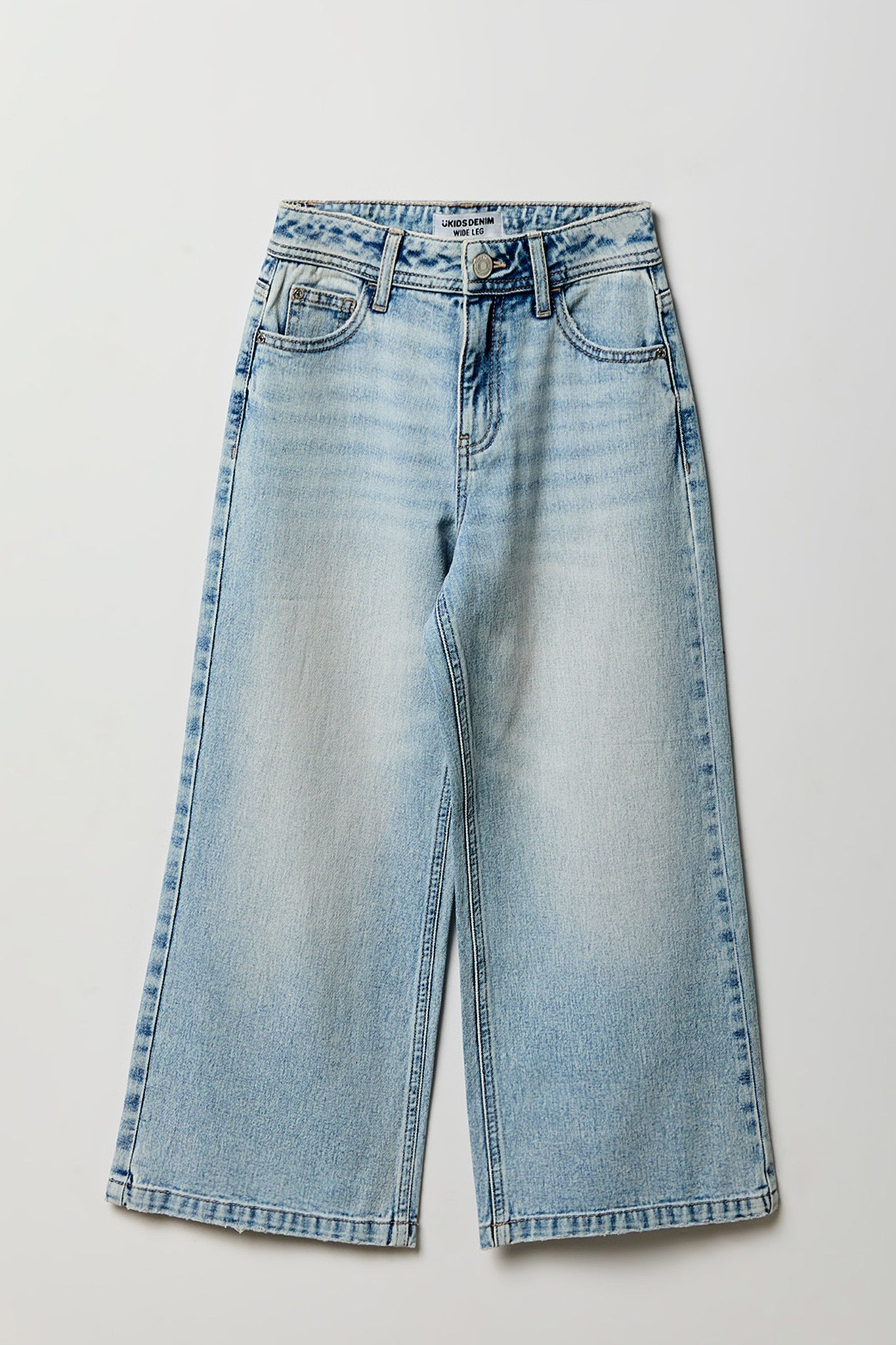 Girls High Rise Wide Leg Light Jean