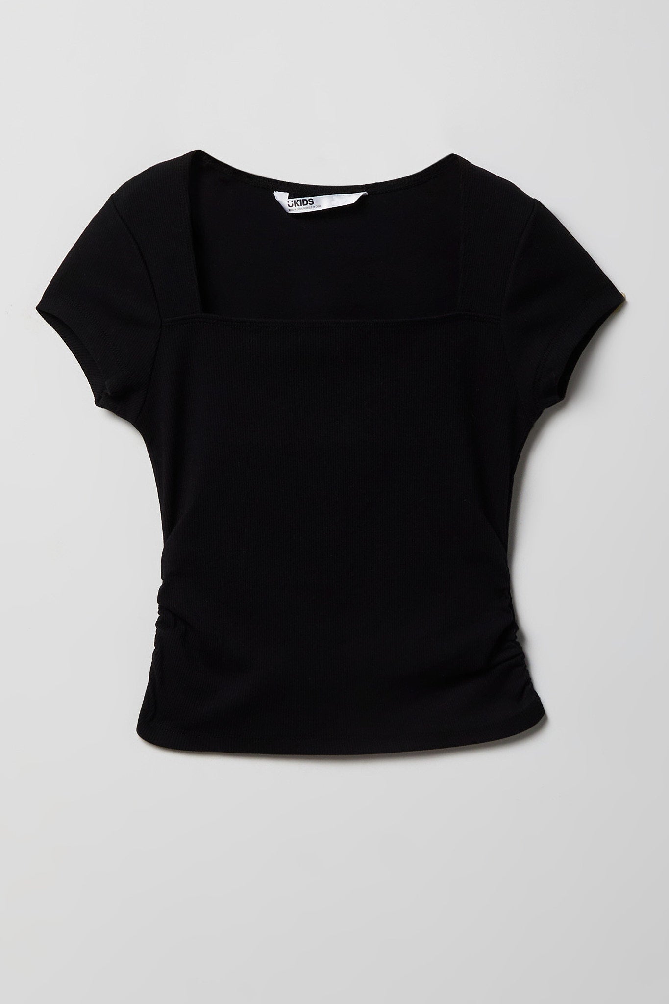 Girls Ribbed Square Neck T-Shirt