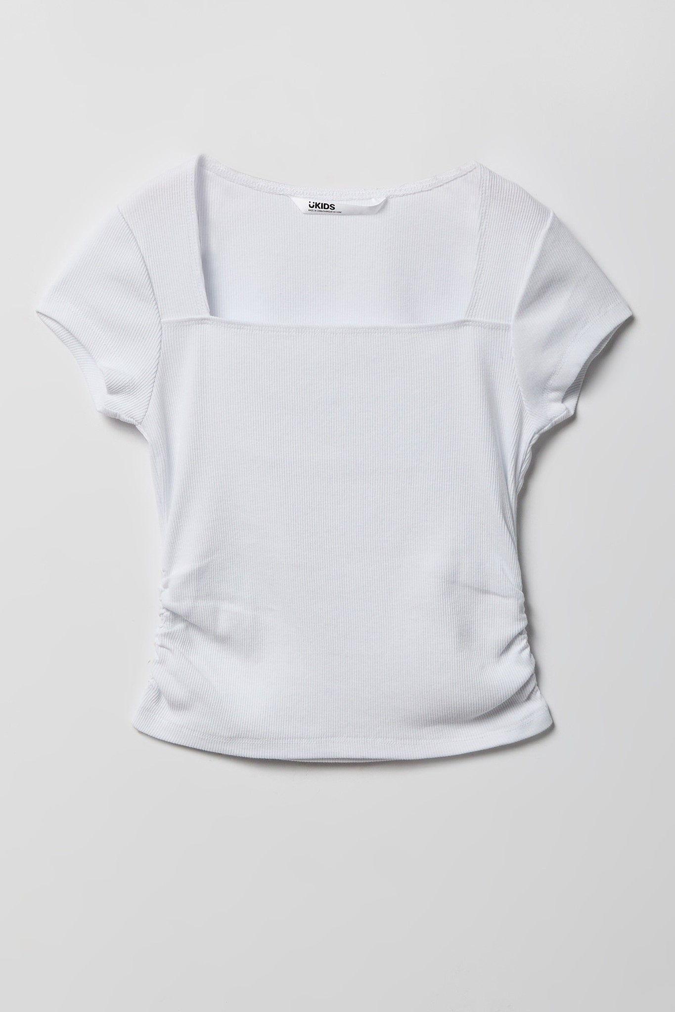 Girls Ribbed Square Neck T-Shirt