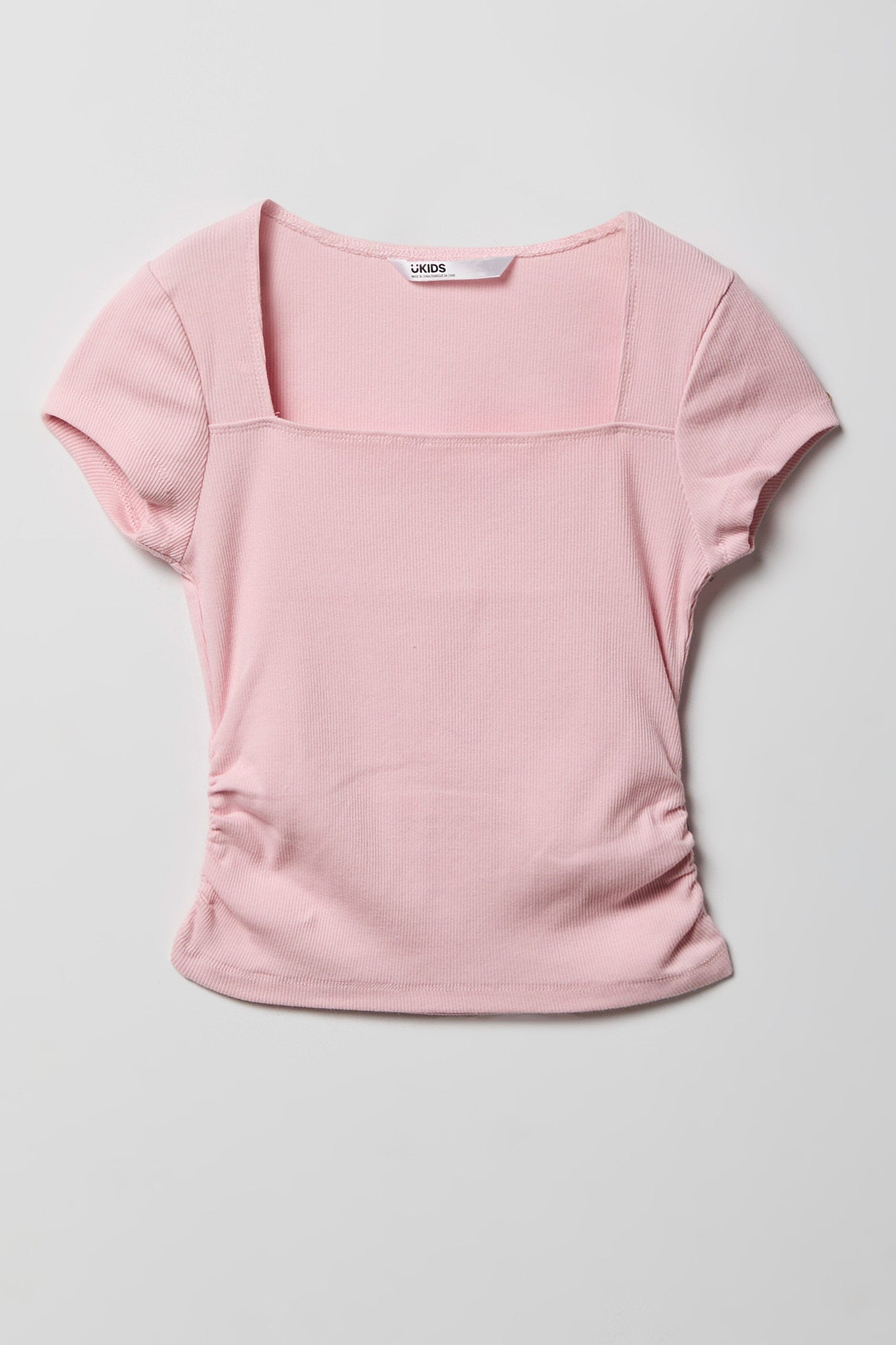 Girls Ribbed Square Neck T-Shirt