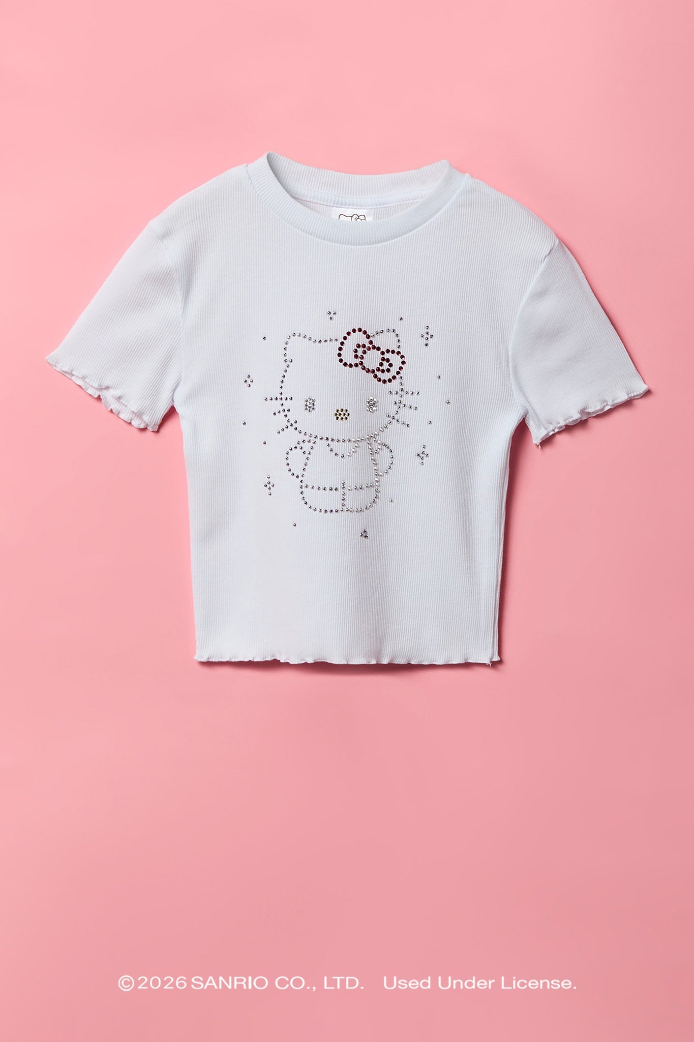 Hello Kitty® Girls Rhinestone Ribbed T-Shirt