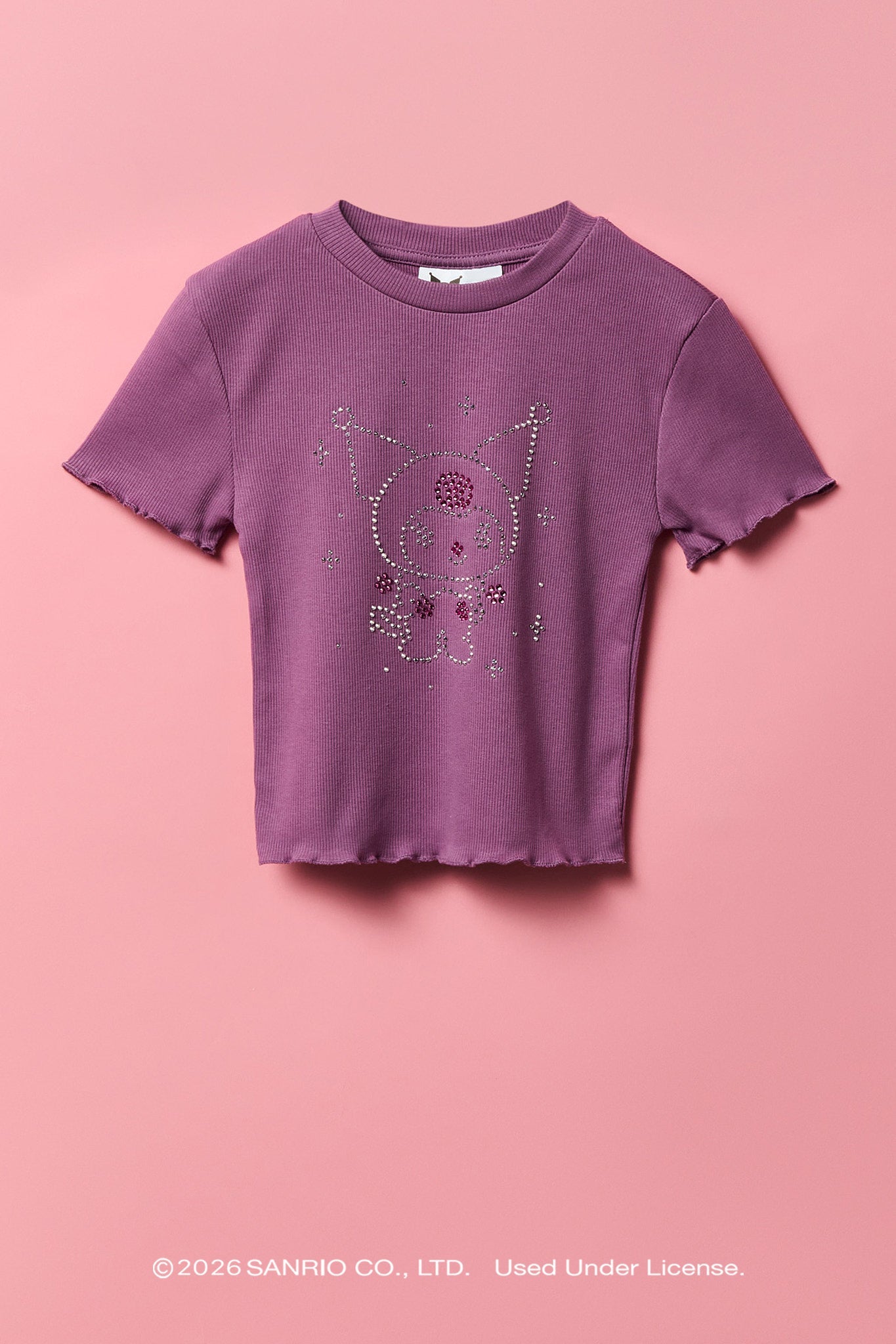 Kuromi™ Girls Rhinestone Ribbed T-Shirt