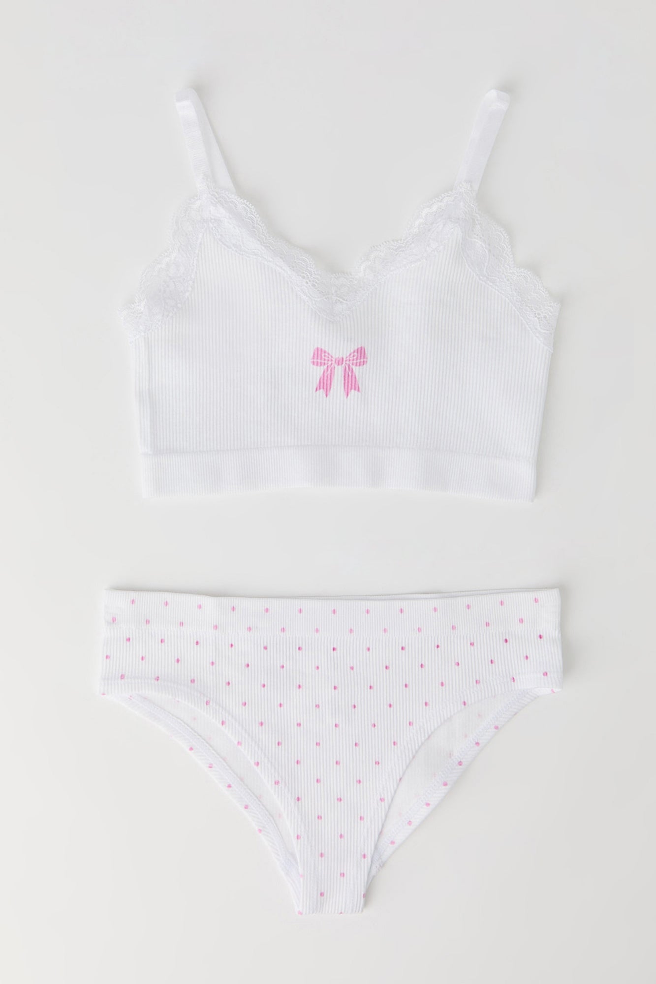 Girls Ribbed Seamless Bra Tank & Underwear Set