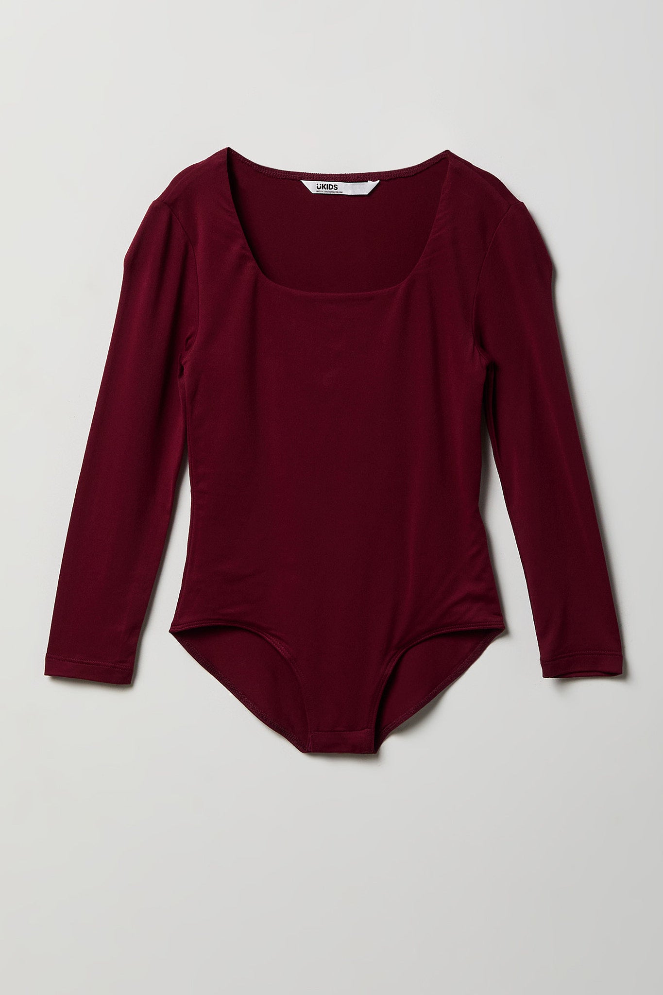 Girls Contour Square Neck Long Sleeve Bodysuit.