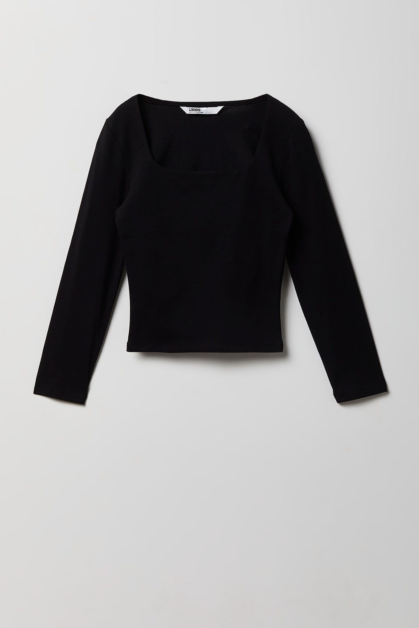 Girls Soft Contour Square Neck Long Sleeve Top