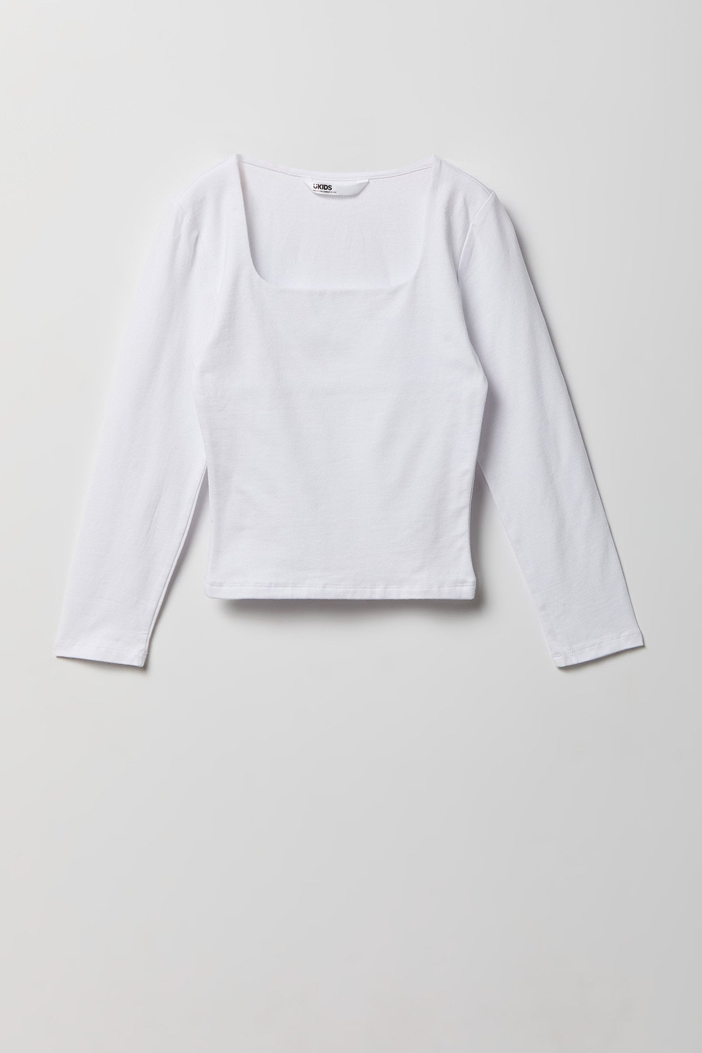 Girls Soft Contour Square Neck Long Sleeve Top