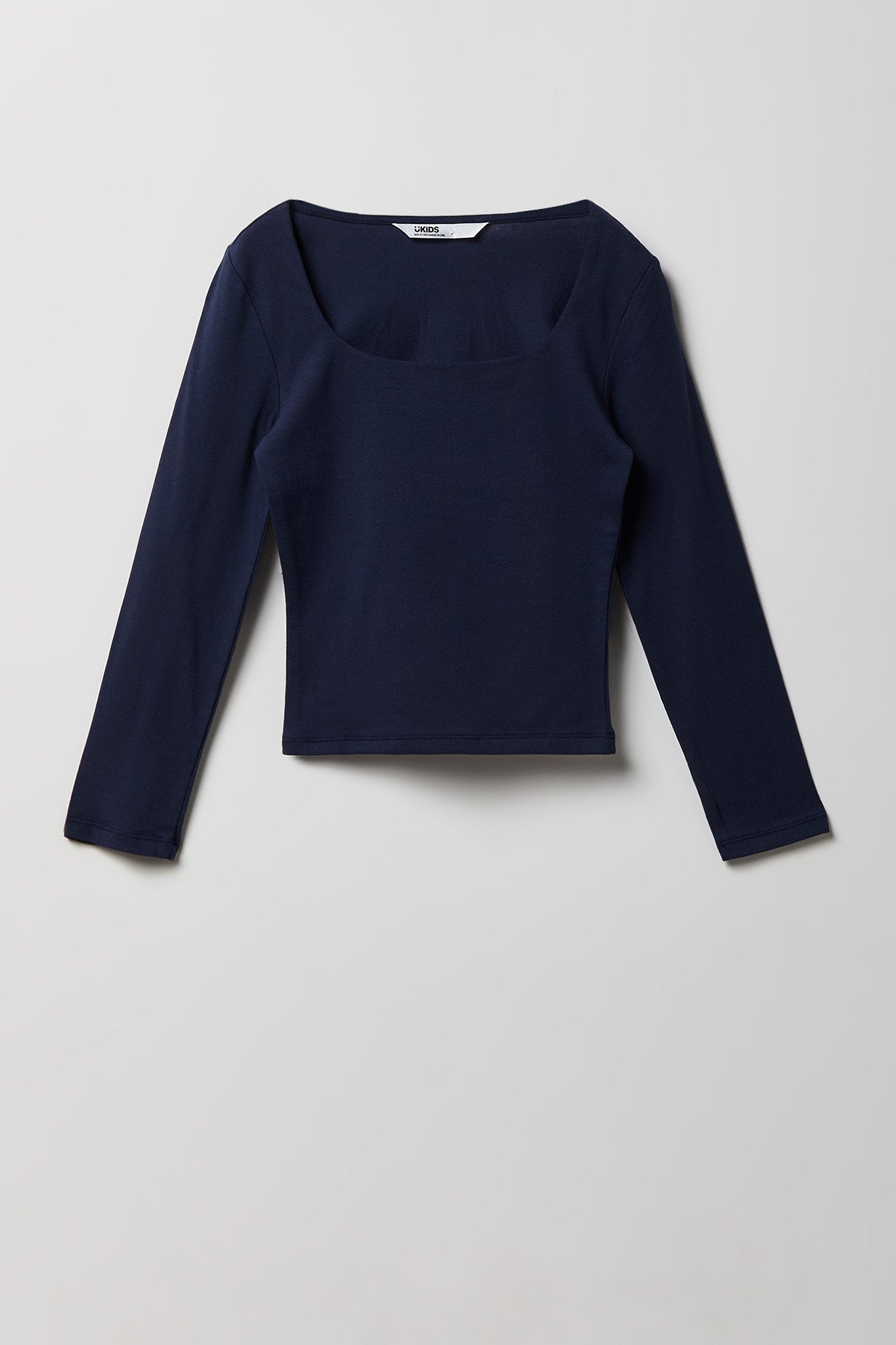 Girls Soft Contour Square Neck Long Sleeve Top