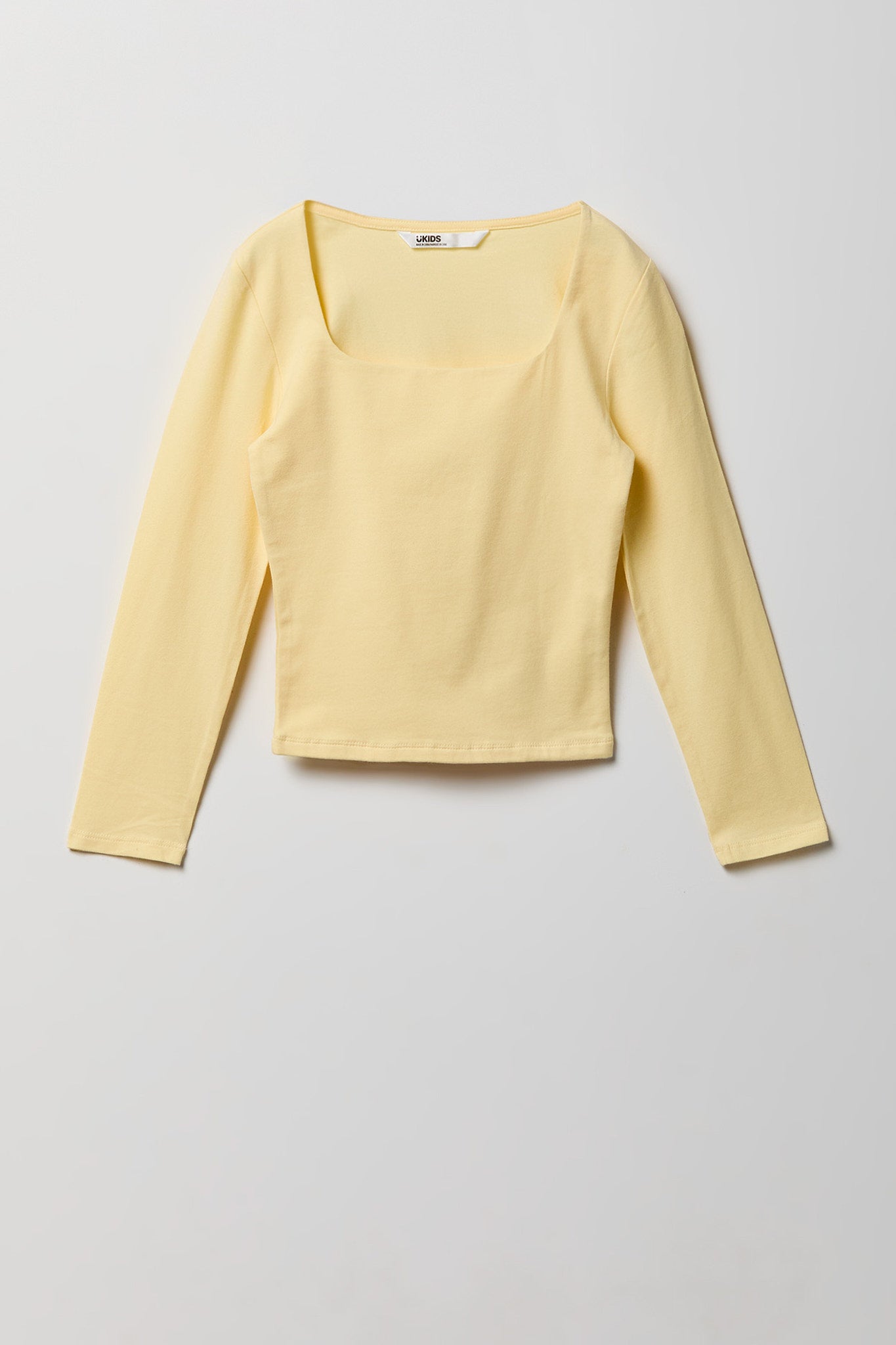 Girls Soft Contour Square Neck Long Sleeve Top