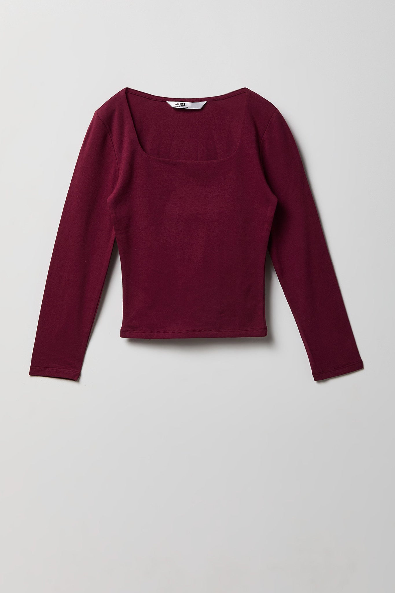 Girls Soft Contour Square Neck Long Sleeve Top
