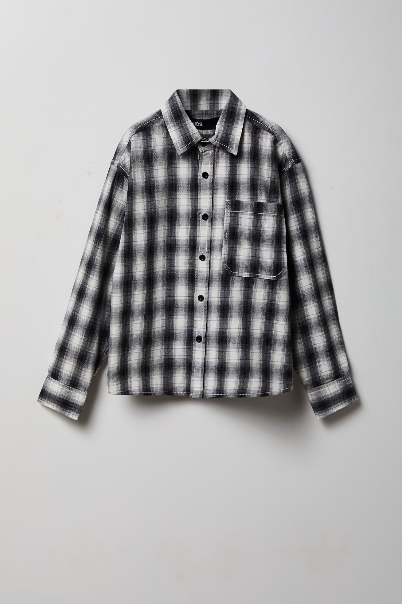 Boys Graphic Plaid Flannel Button-Up Top