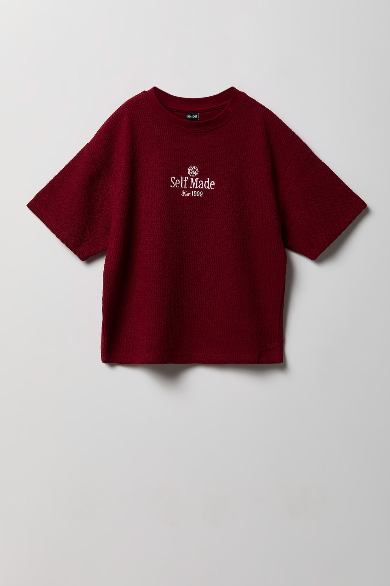 Boys Textured Embroidered Boxy T-Shirt