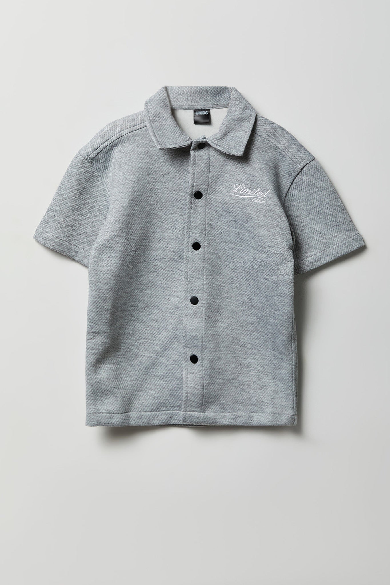 Boys Textured Boxy Button-Up Top