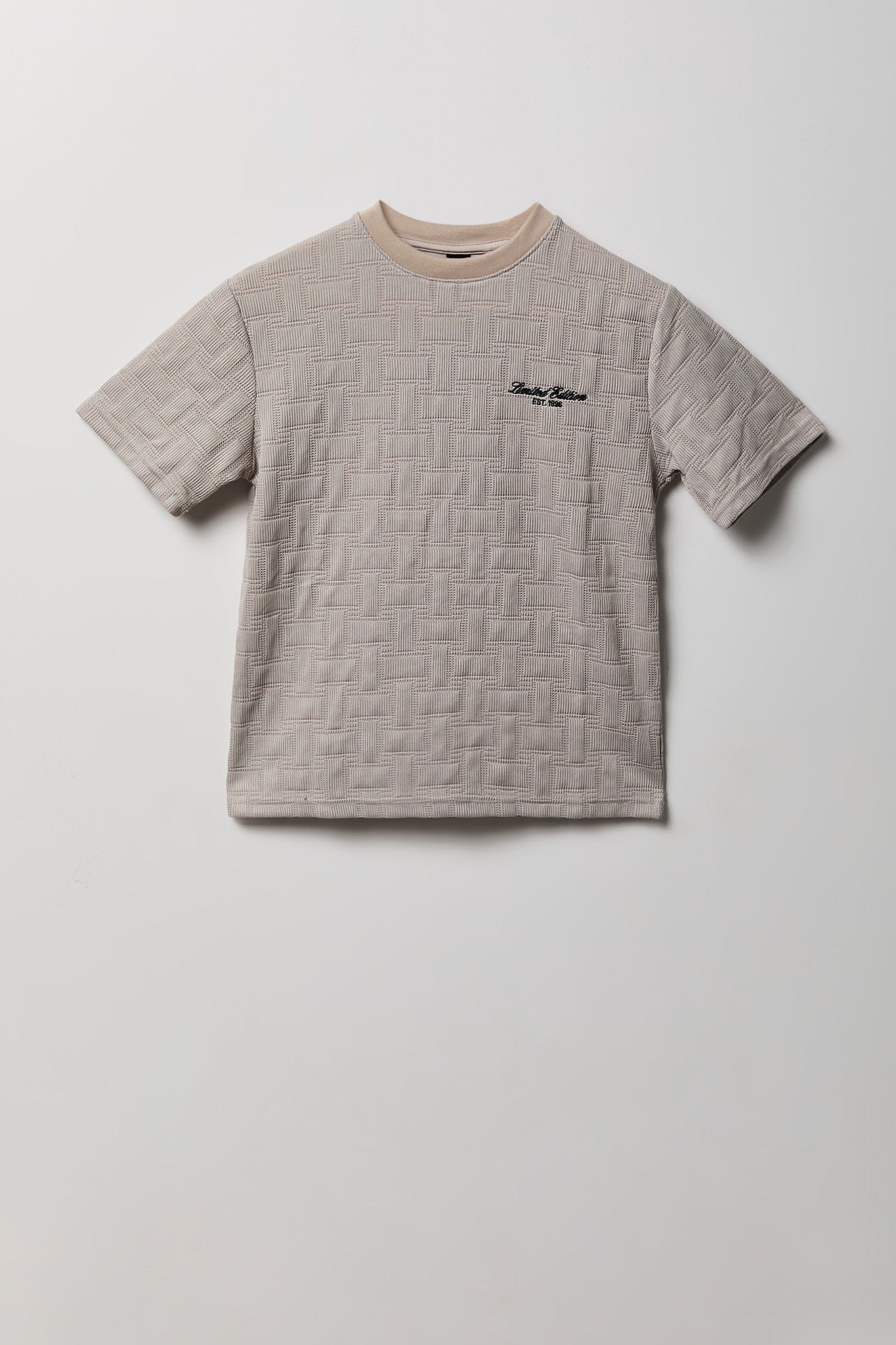 Boys Textured Knit Embroidered T-Shirt