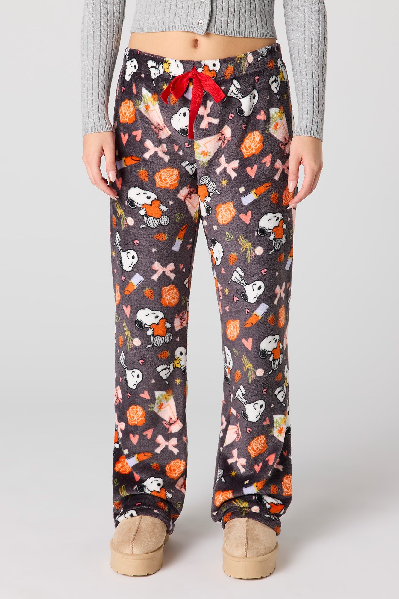 Cartoon Print Plush Pajama Pant
