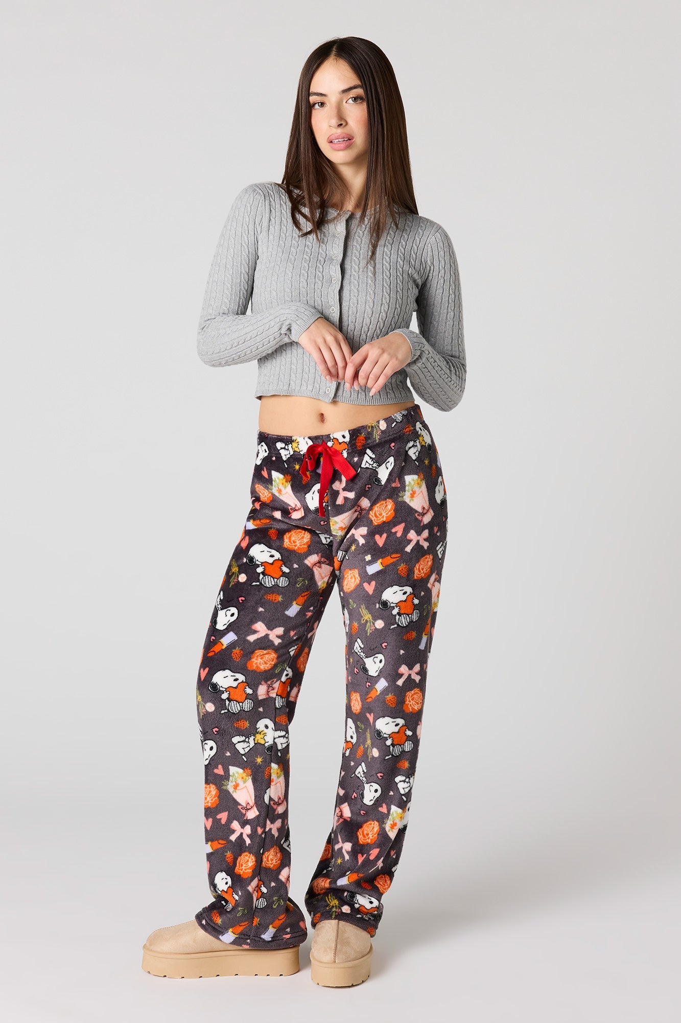 Cartoon Print Plush Pajama Pant