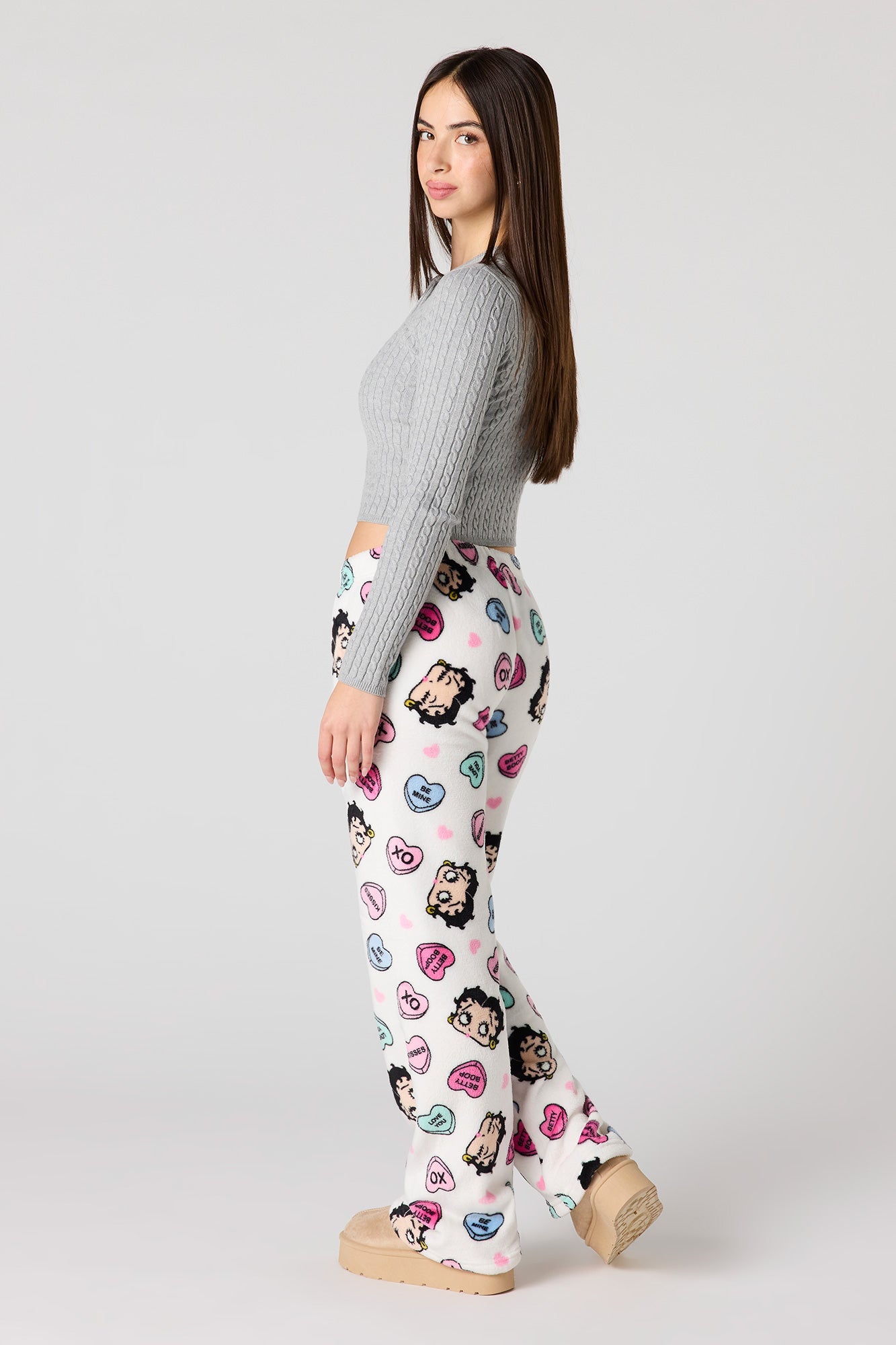 Cartoon Print Plush Pajama Pant