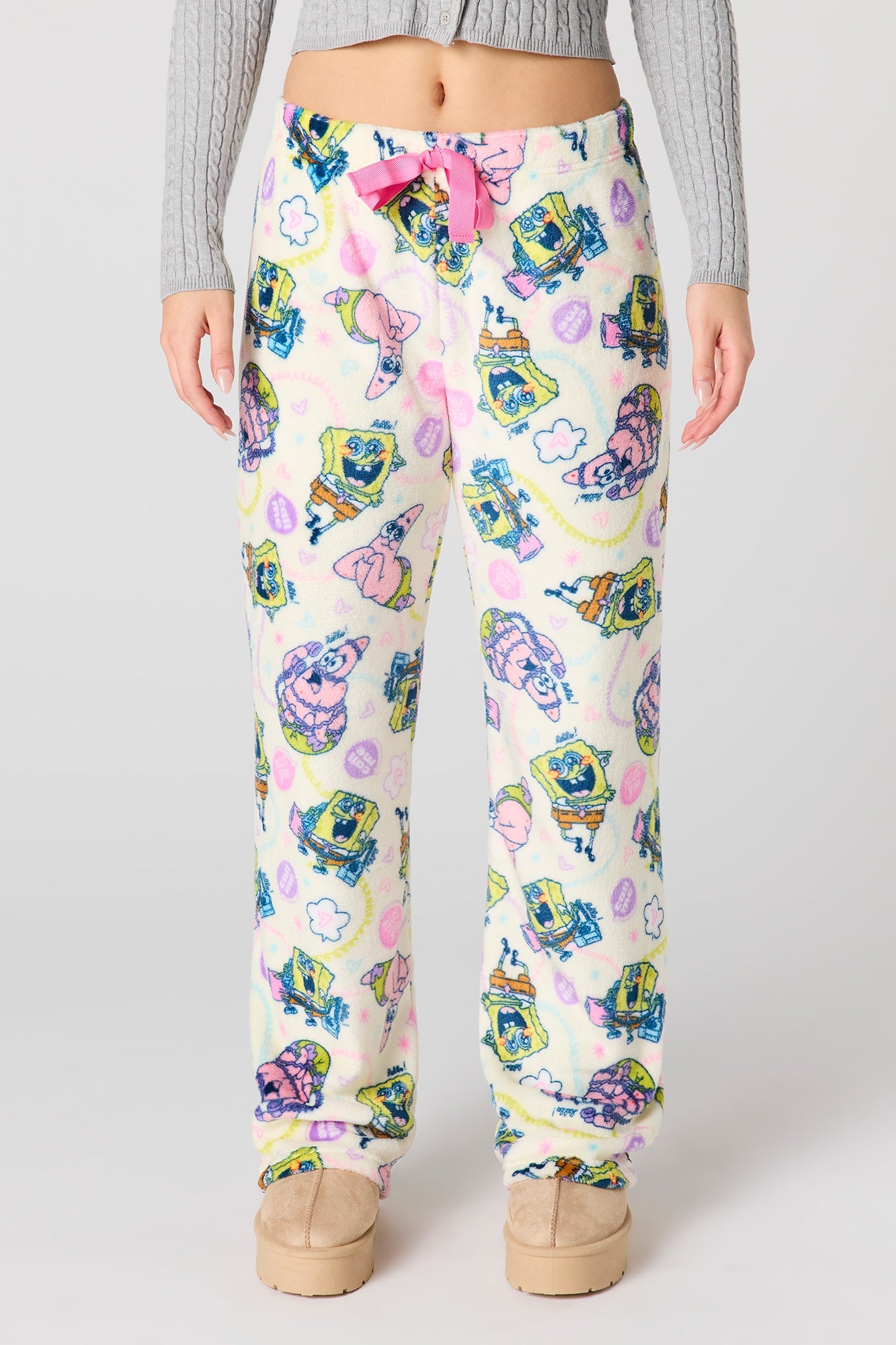 Cartoon Print Plush Pajama Pant