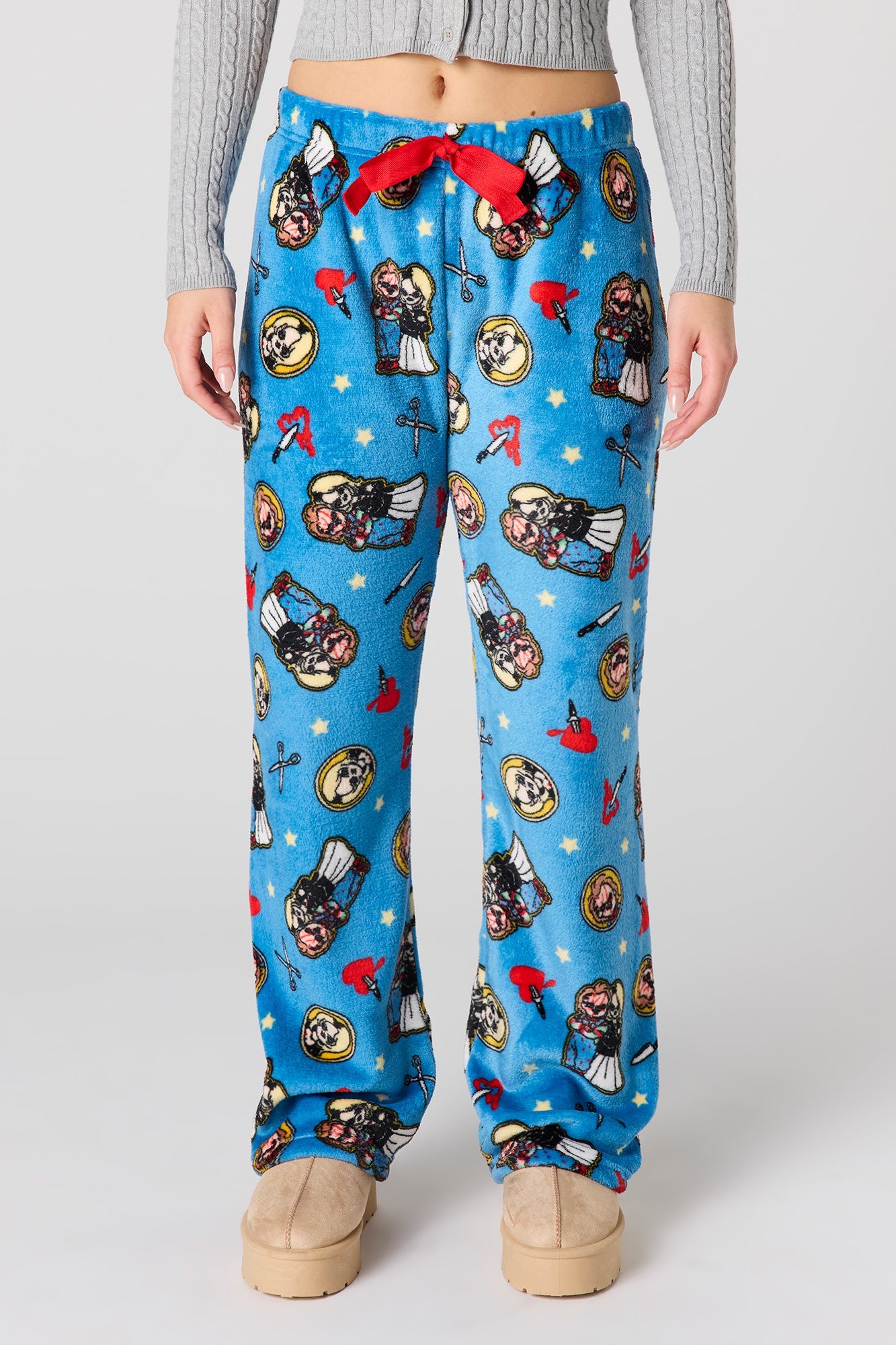 Cartoon Print Plush Pajama Pant