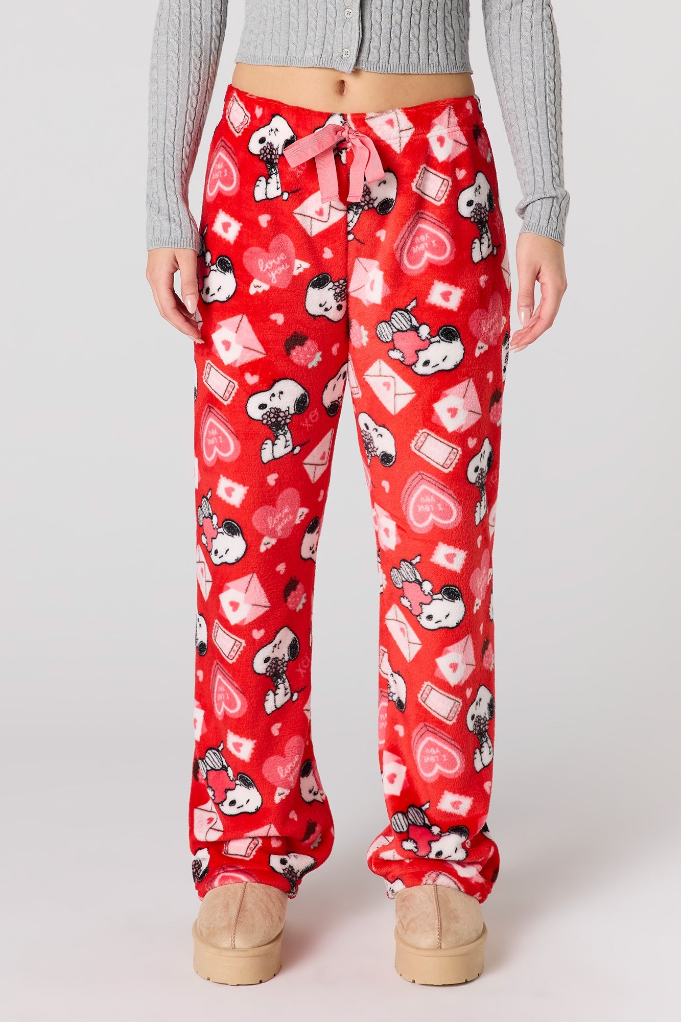 Cartoon Print Plush Pajama Pant