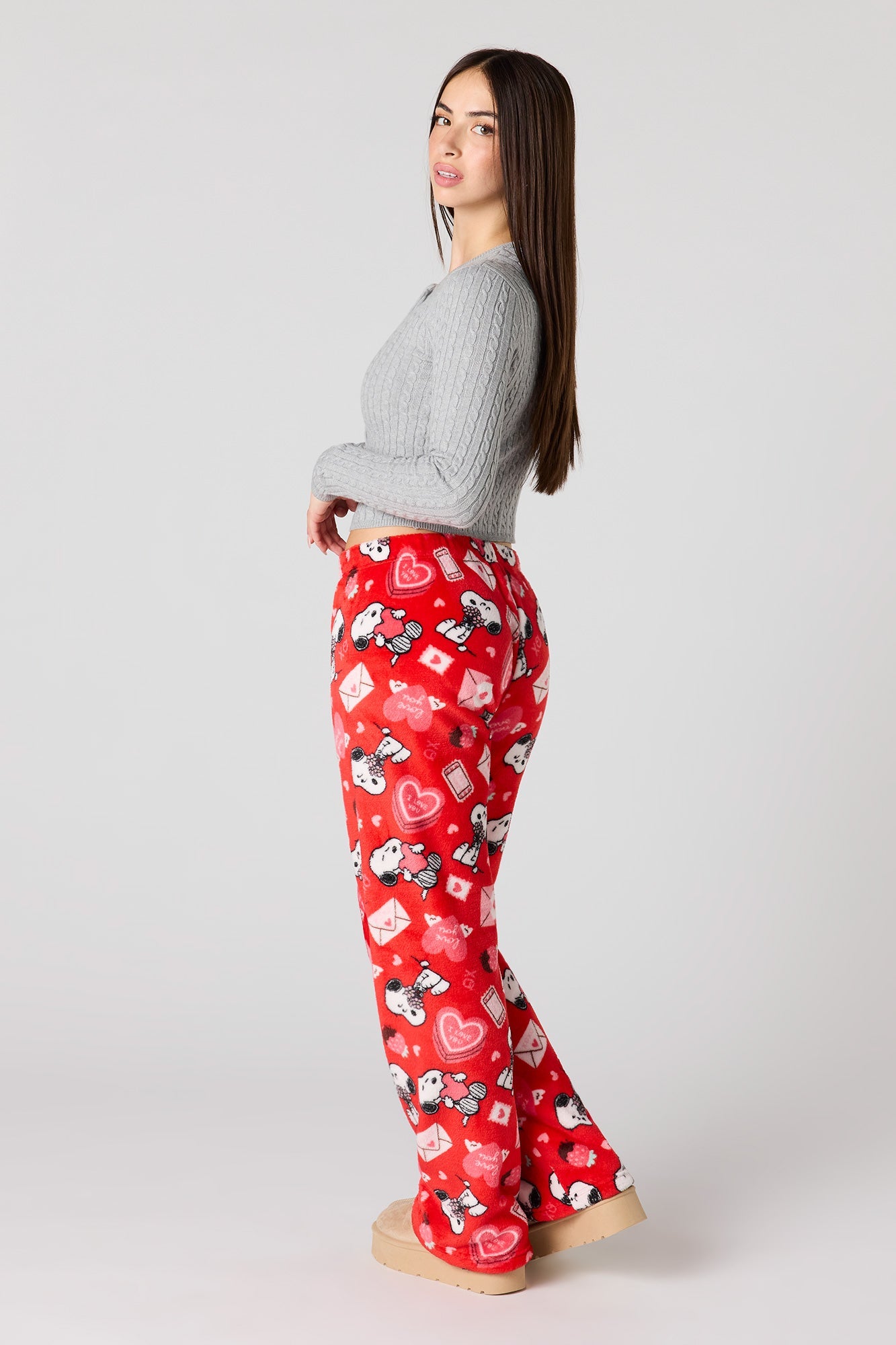 Cartoon Print Plush Pajama Pant