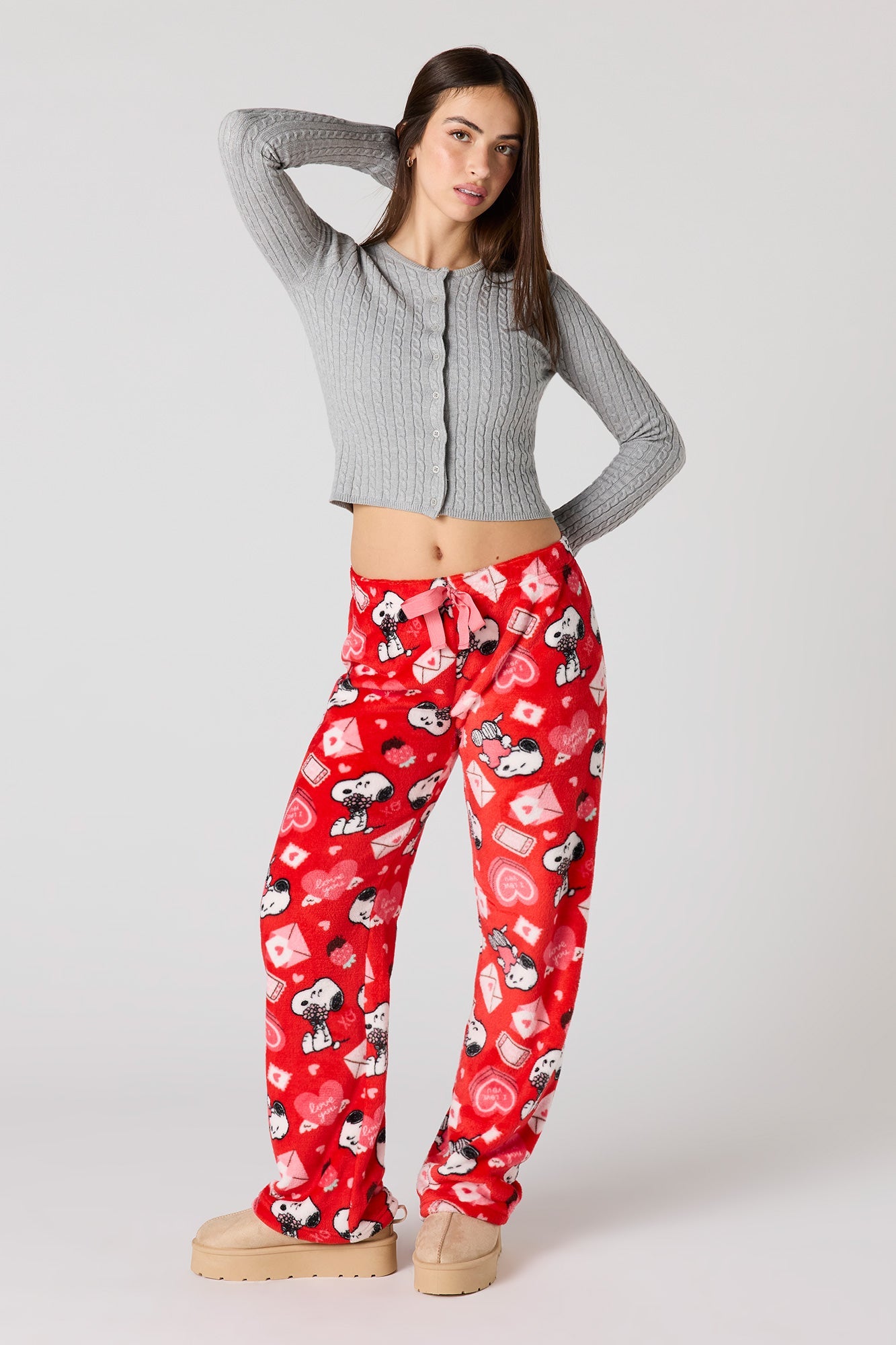 Cartoon Print Plush Pajama Pant