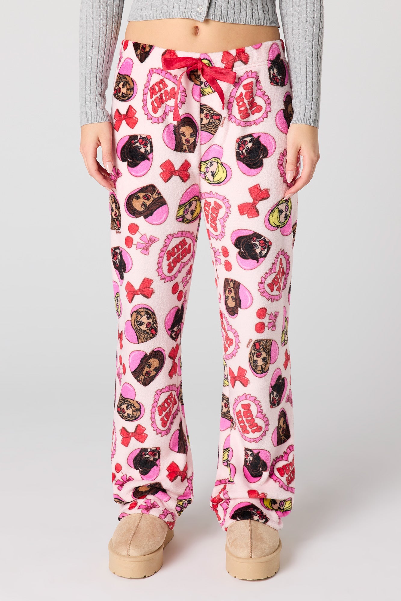 Cartoon Print Plush Pajama Pant