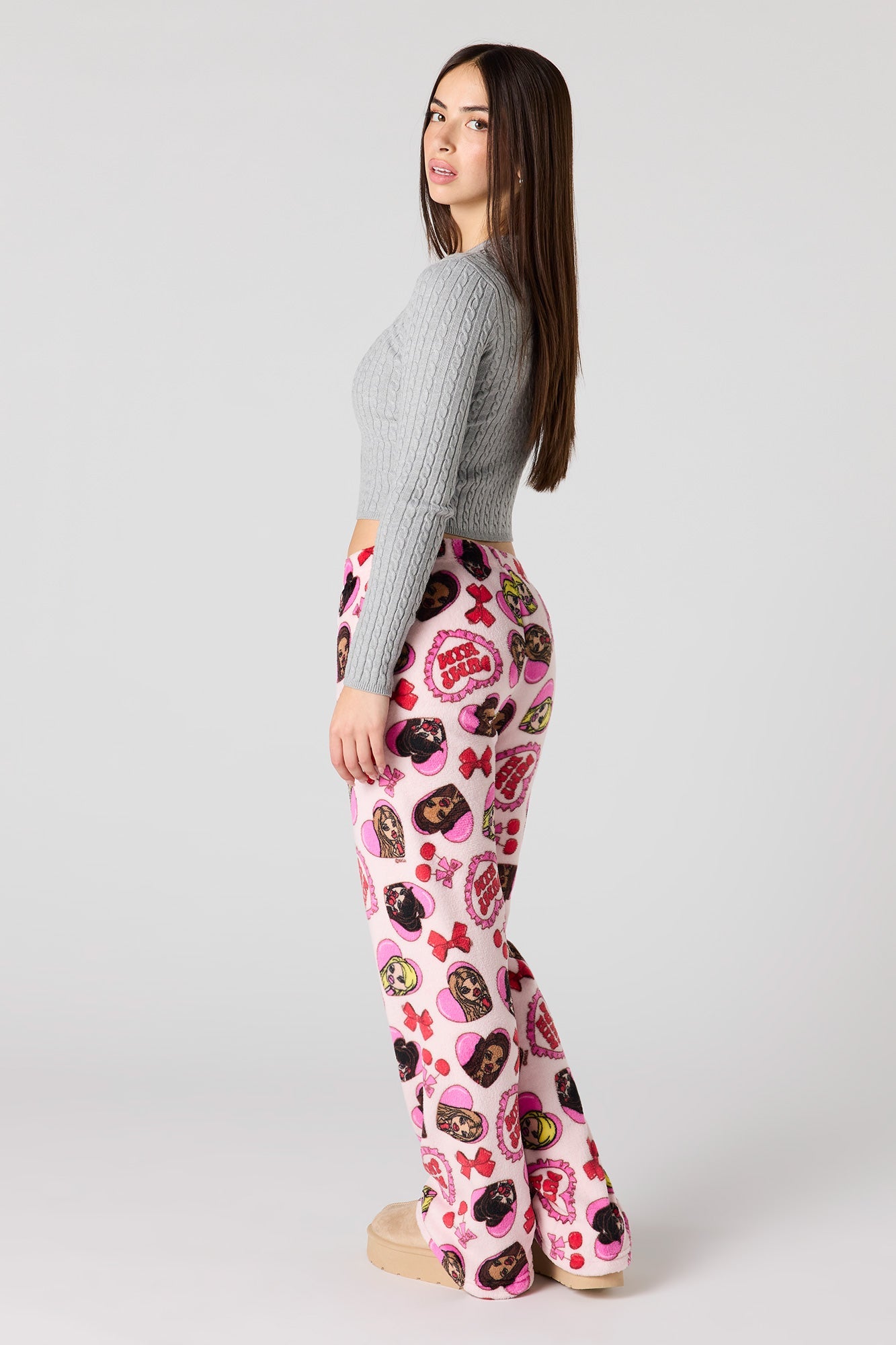Cartoon Print Plush Pajama Pant