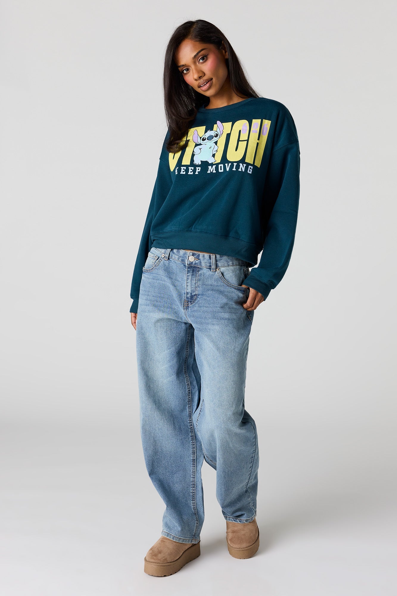 Stitch & Angel Graphic Fleece Sweatshirt