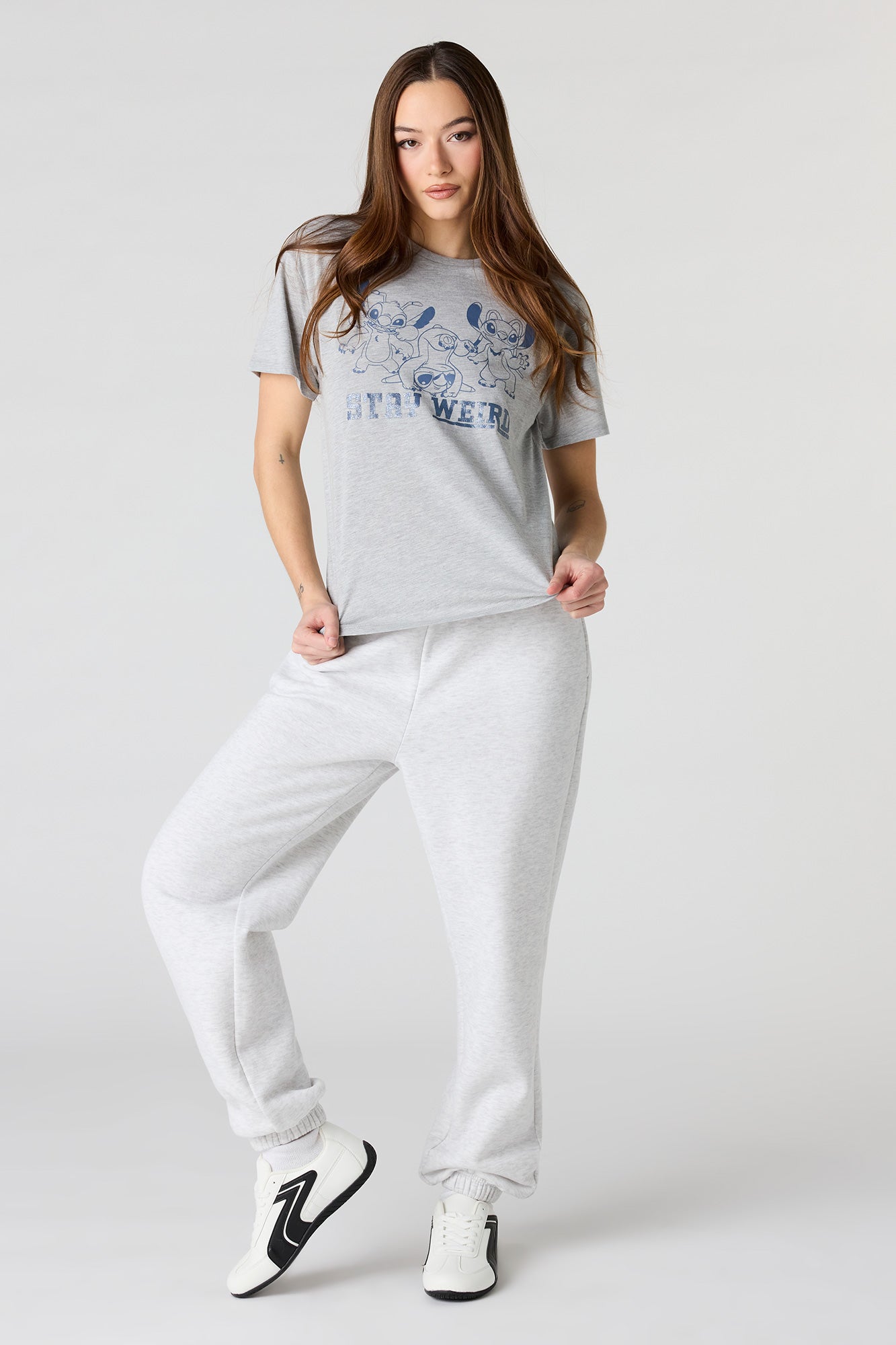 Stitch Graphic Glitter Boyfriend T-Shirt