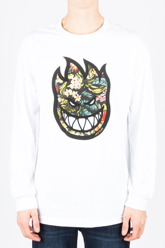 Spitfire Guys Hawaiian Print Logo White Long Sleeve