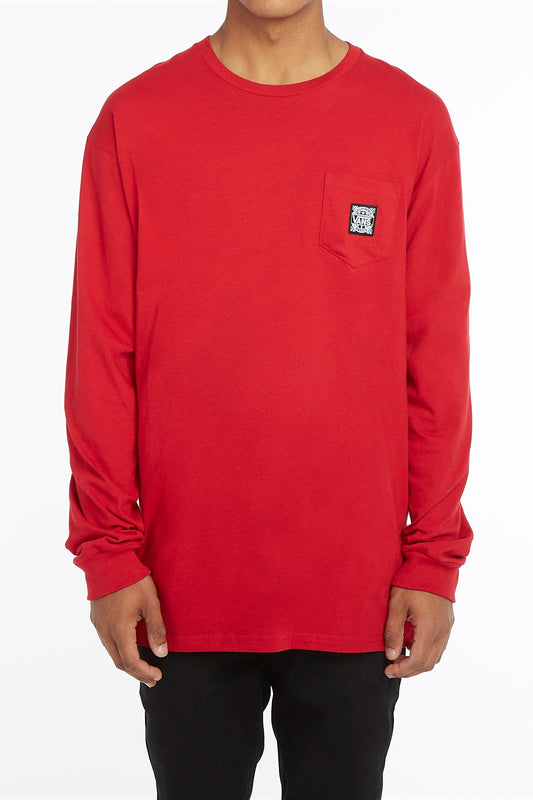 Vans Guys Red California Native Long Sleeve Tee